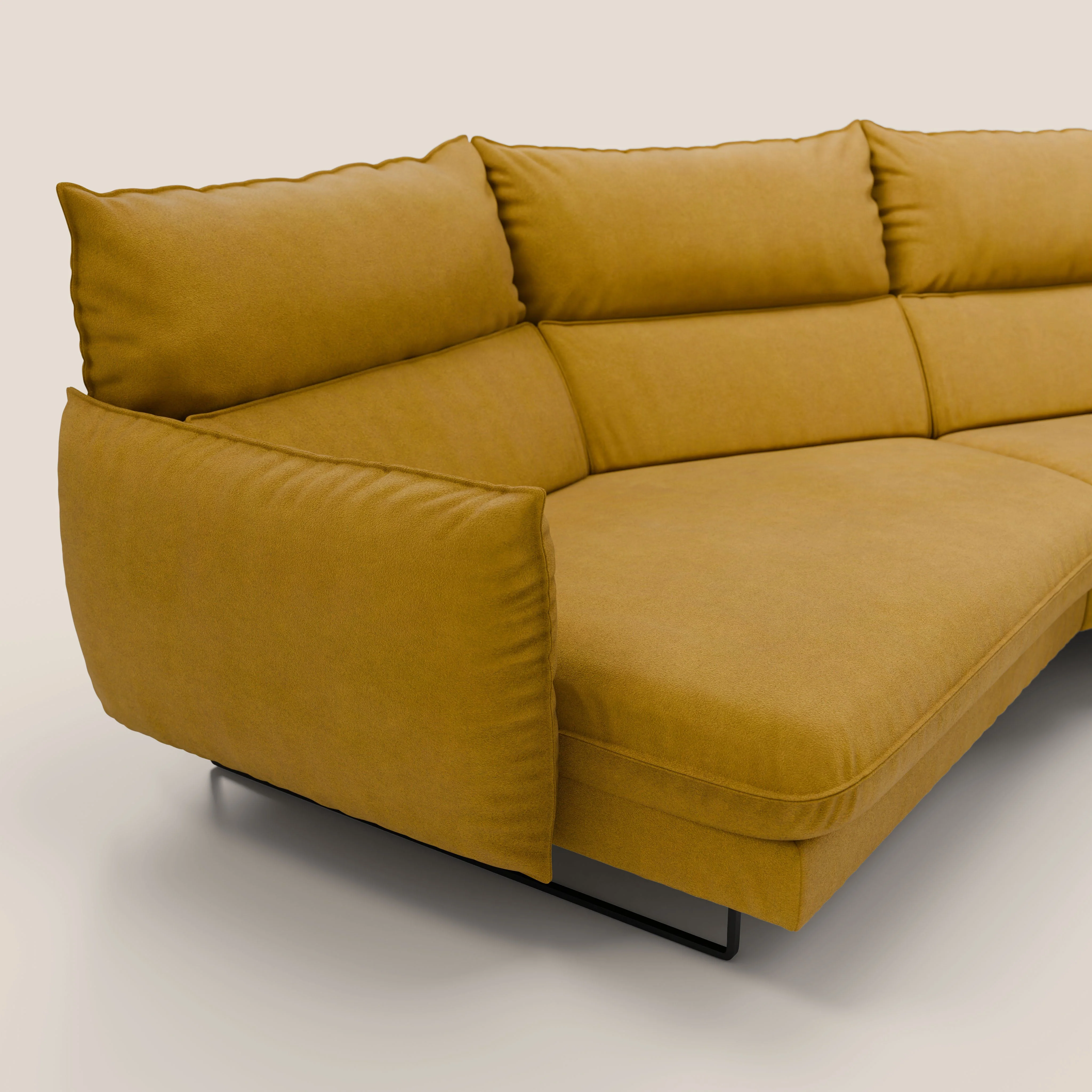 Monamour canapé d'angle au design moderne avec option relax électrique en microfibre détachable imperméable T11 jaune - Image 4