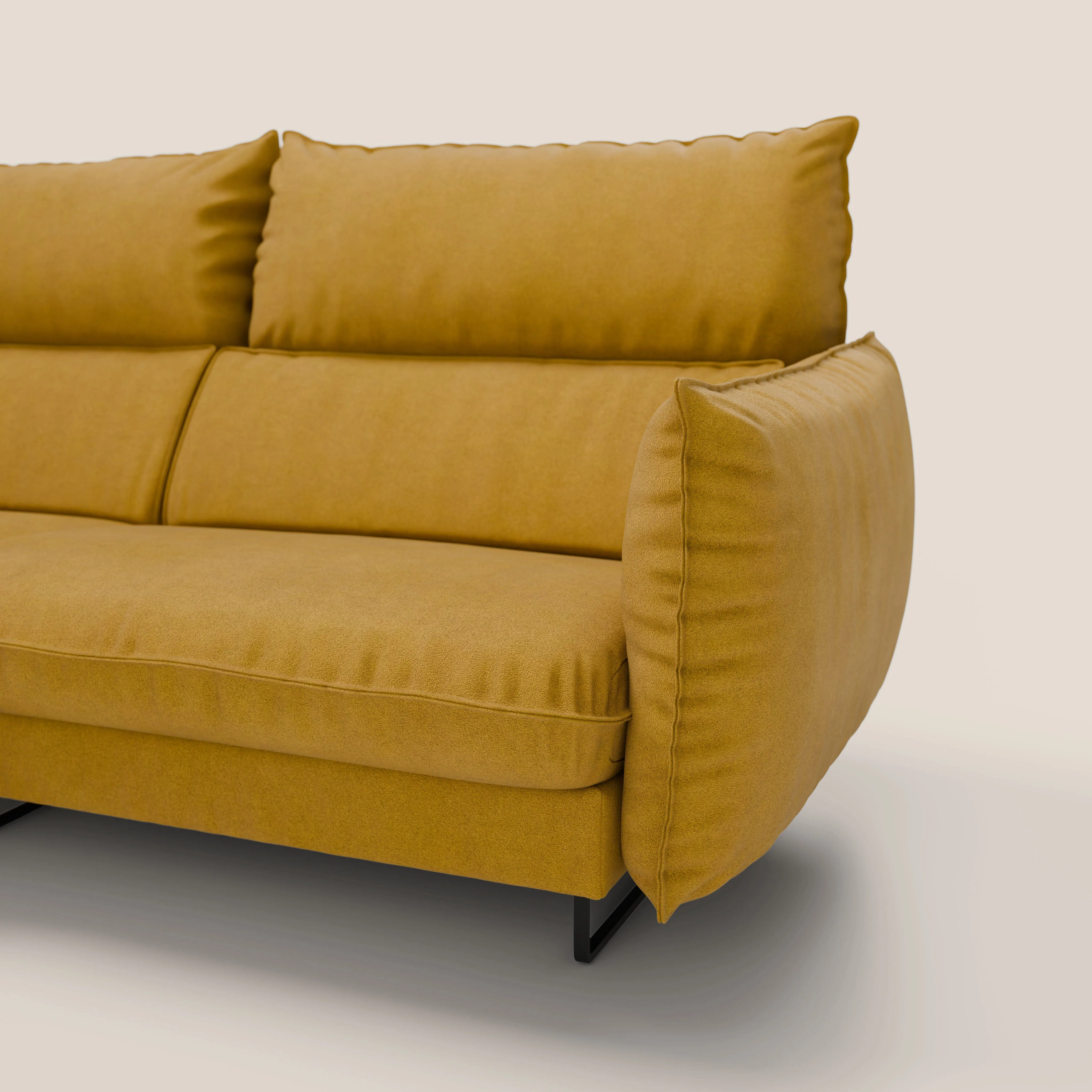 Monamour canapé d'angle au design moderne avec option relax électrique en microfibre détachable imperméable T11 jaune - Image 5