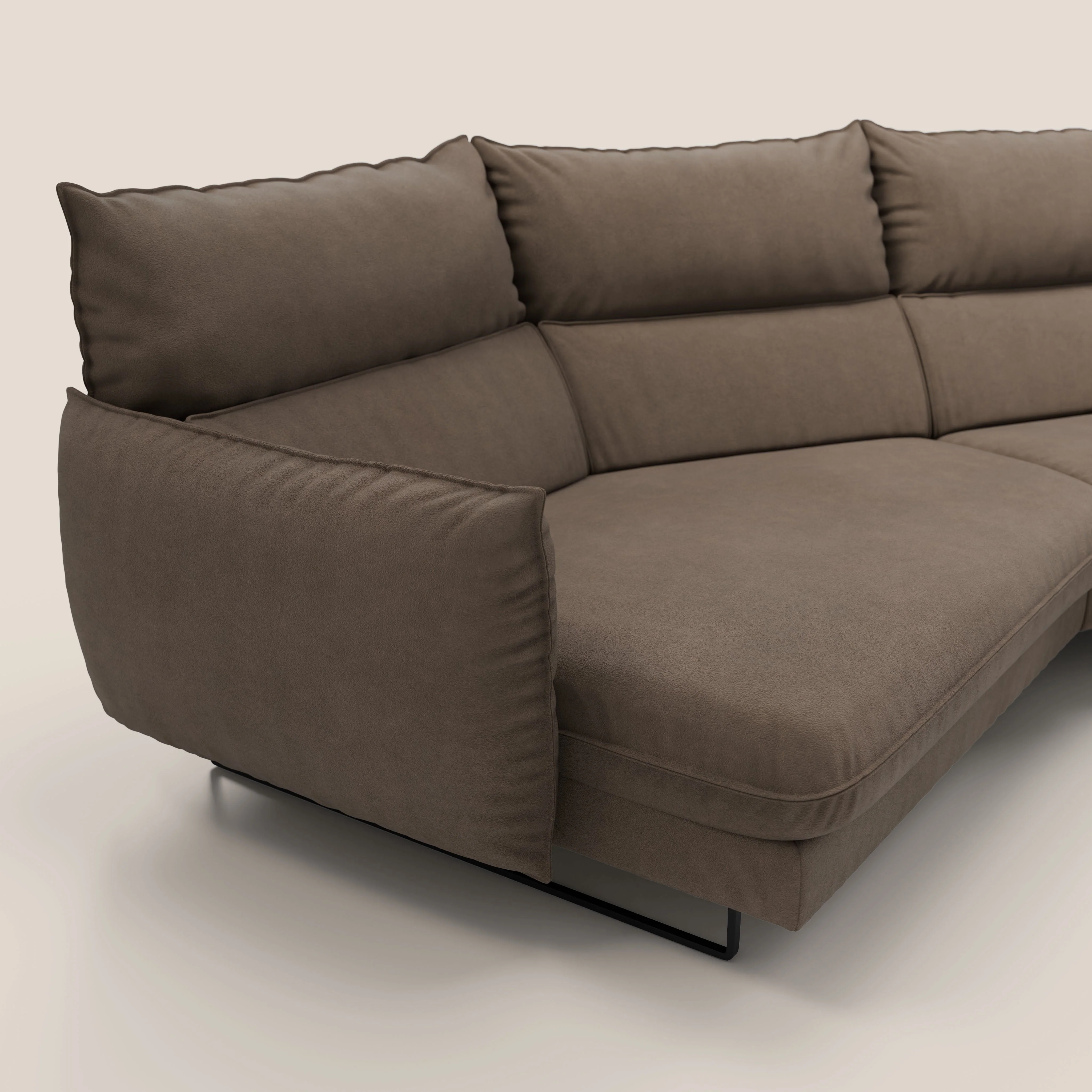 Monamour canapé d'angle au design moderne avec option relax électrique en microfibre détachable imperméable T11 marron - Image 4
