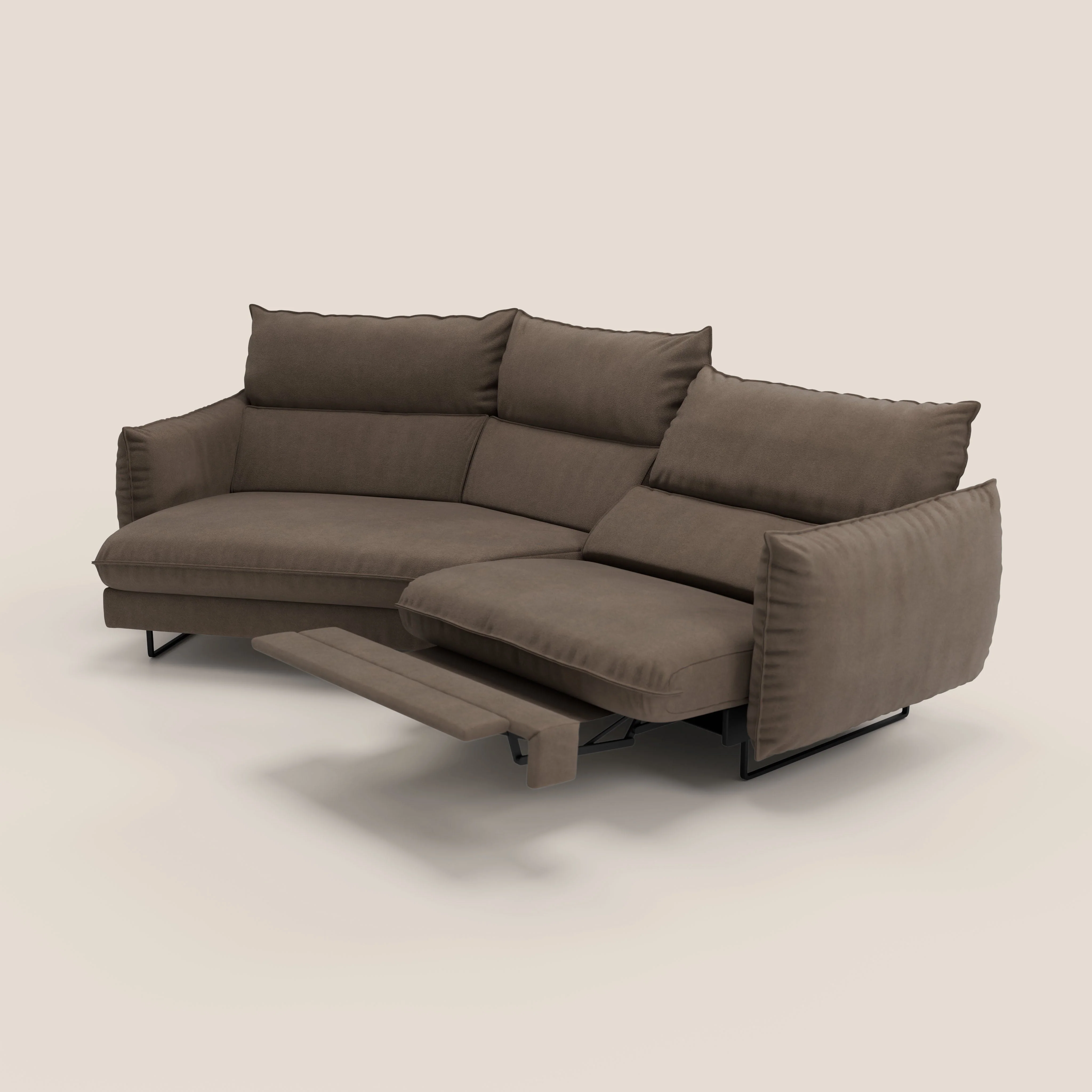 Monamour canapé d'angle au design moderne avec option relax électrique en microfibre détachable imperméable T11 marron - Image 8