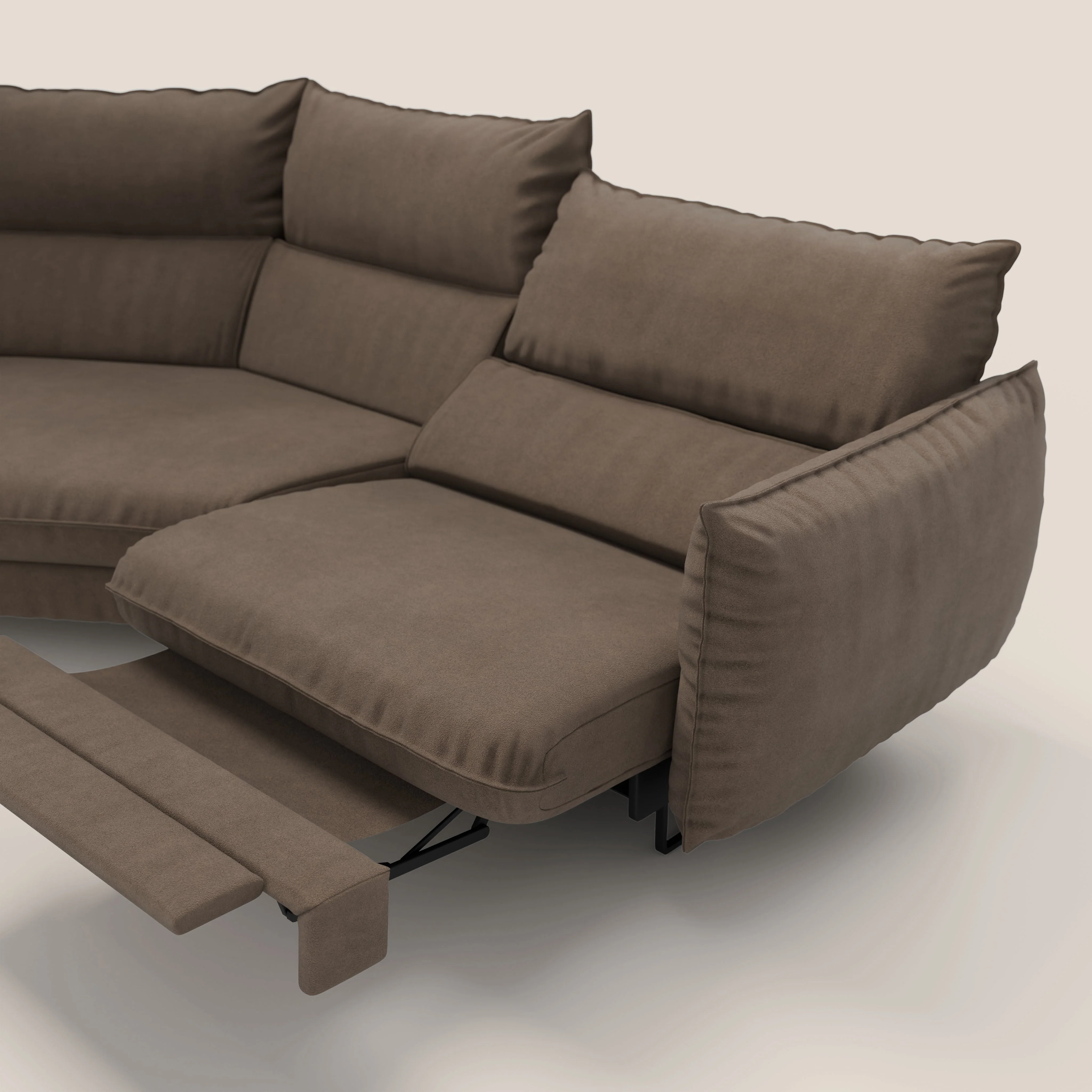Monamour canapé d'angle au design moderne avec option relax électrique en microfibre détachable imperméable T11 marron - Image 9