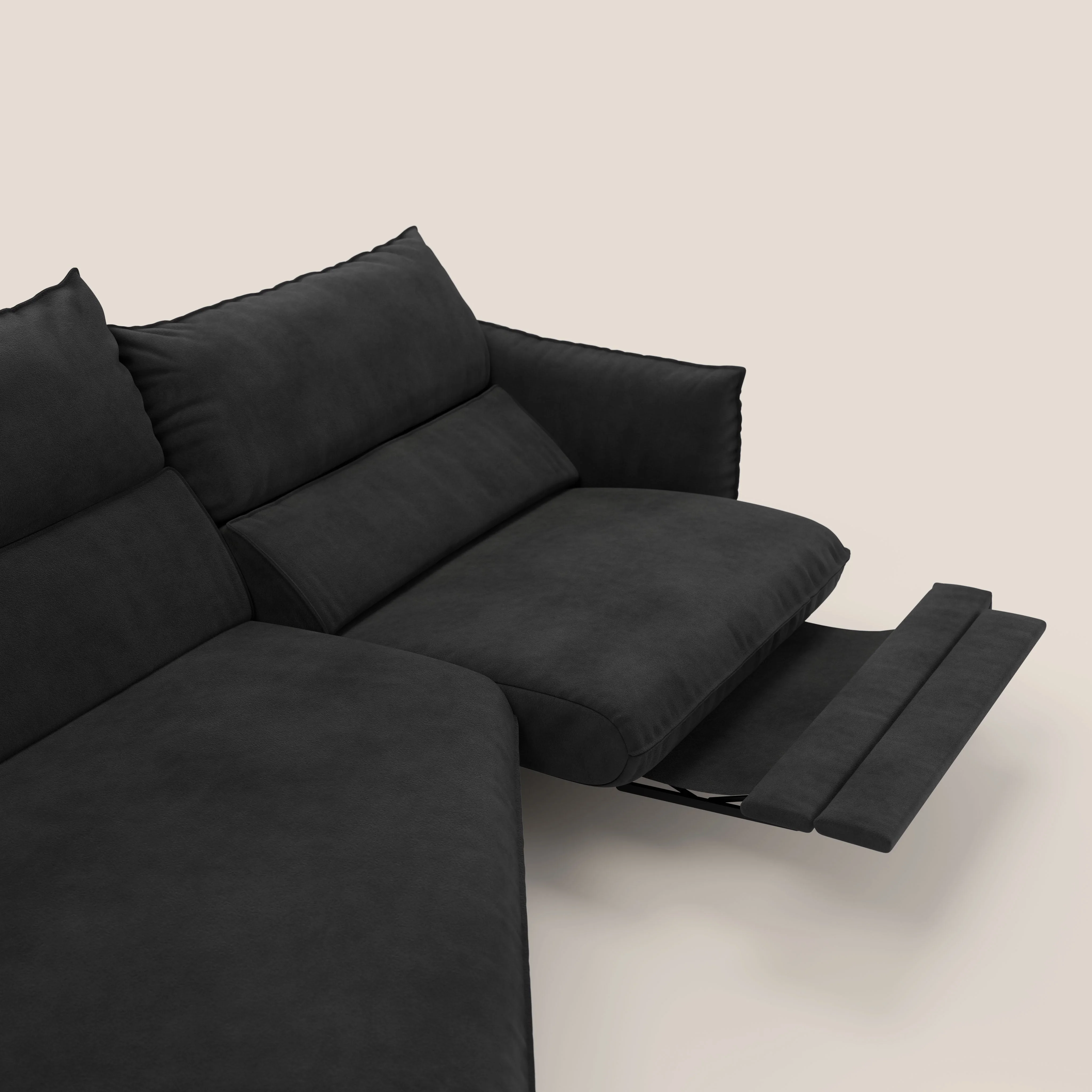Monamour canapé d'angle au design moderne avec option relax électrique en microfibre détachable imperméable T11 noir - Image 10