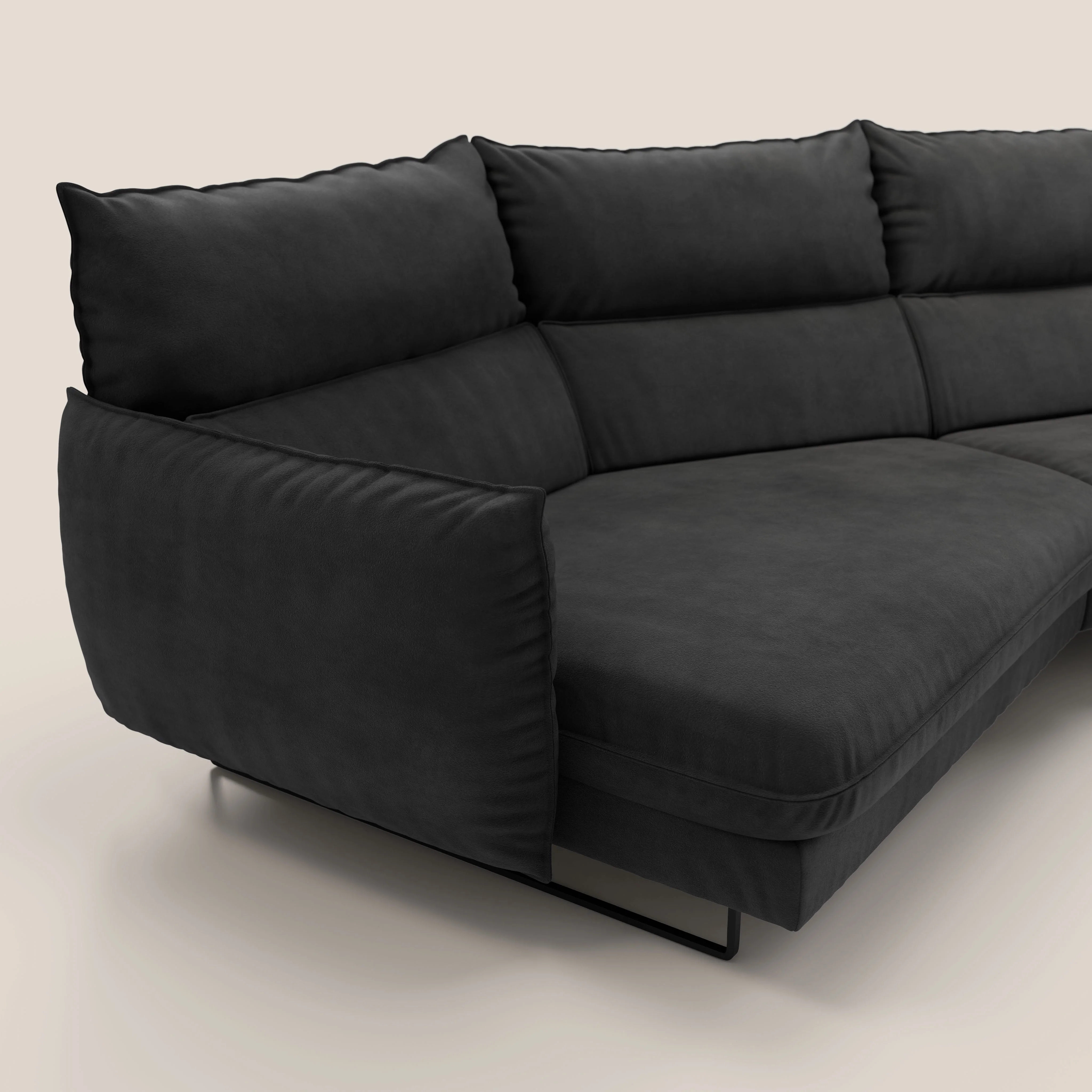 Monamour canapé d'angle au design moderne avec option relax électrique en microfibre détachable imperméable T11 noir - Image 4