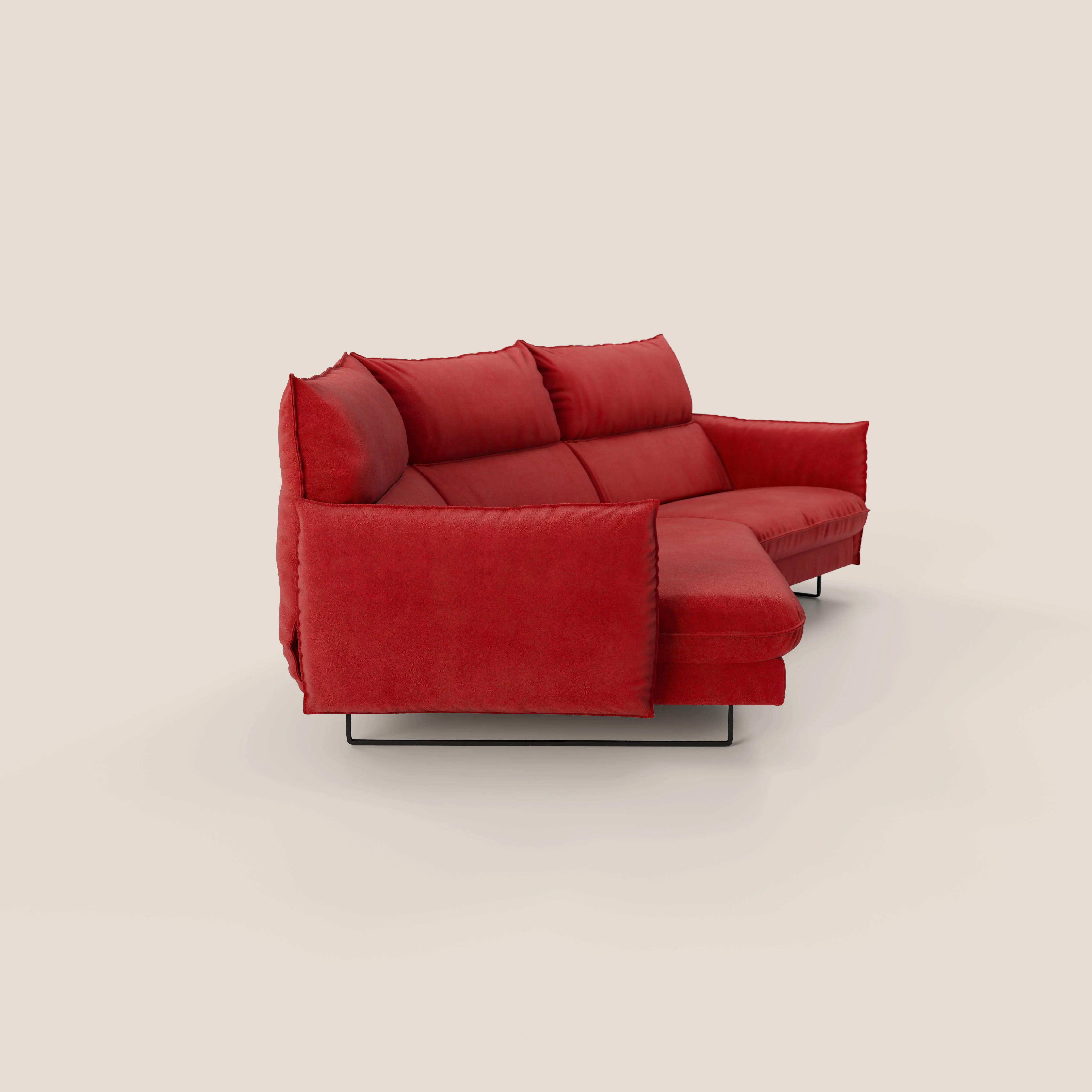 Monamour canapé d'angle au design moderne avec option relax électrique en microfibre détachable imperméable T11 rouge - Image 3