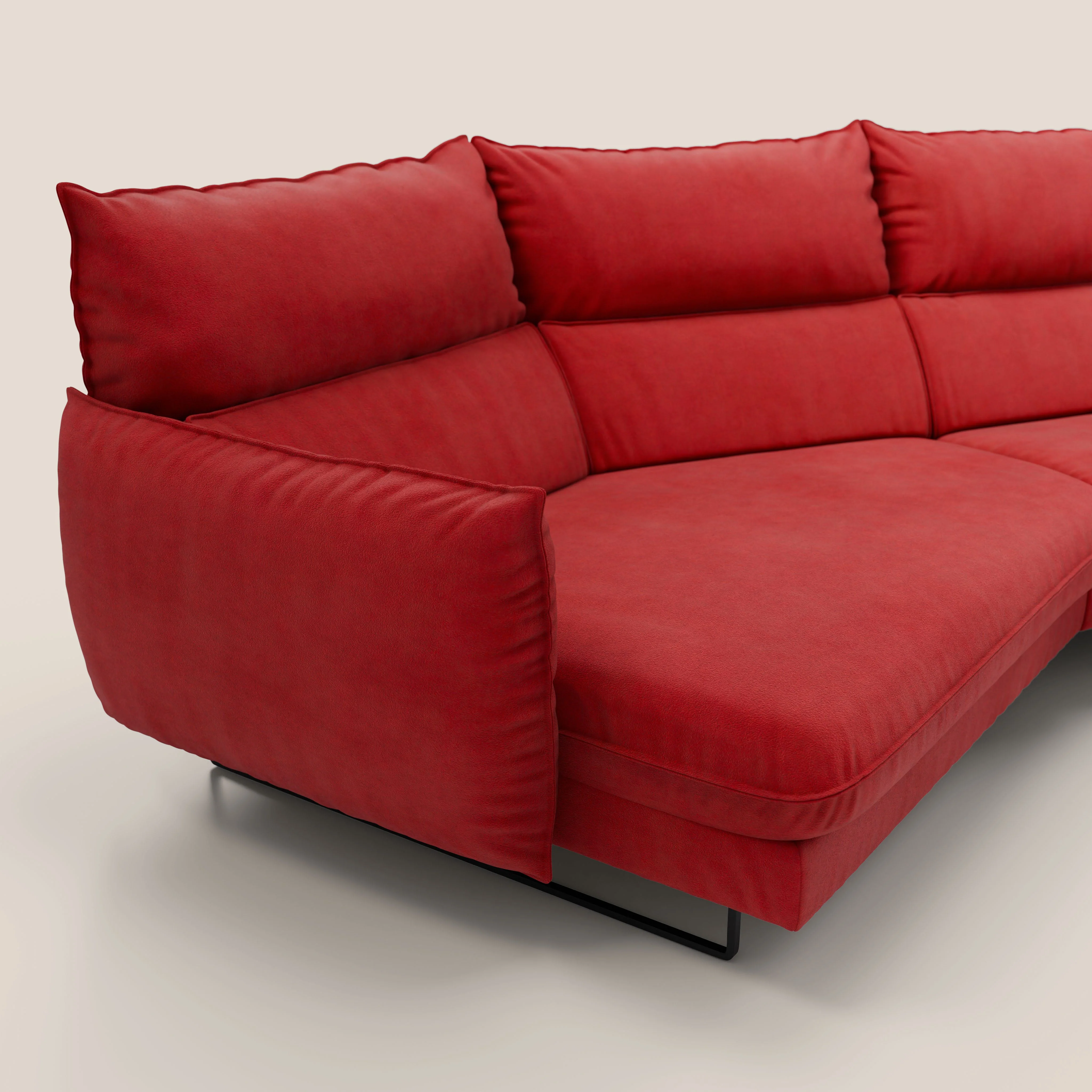 Monamour canapé d'angle au design moderne avec option relax électrique en microfibre détachable imperméable T11 rouge - Image 4