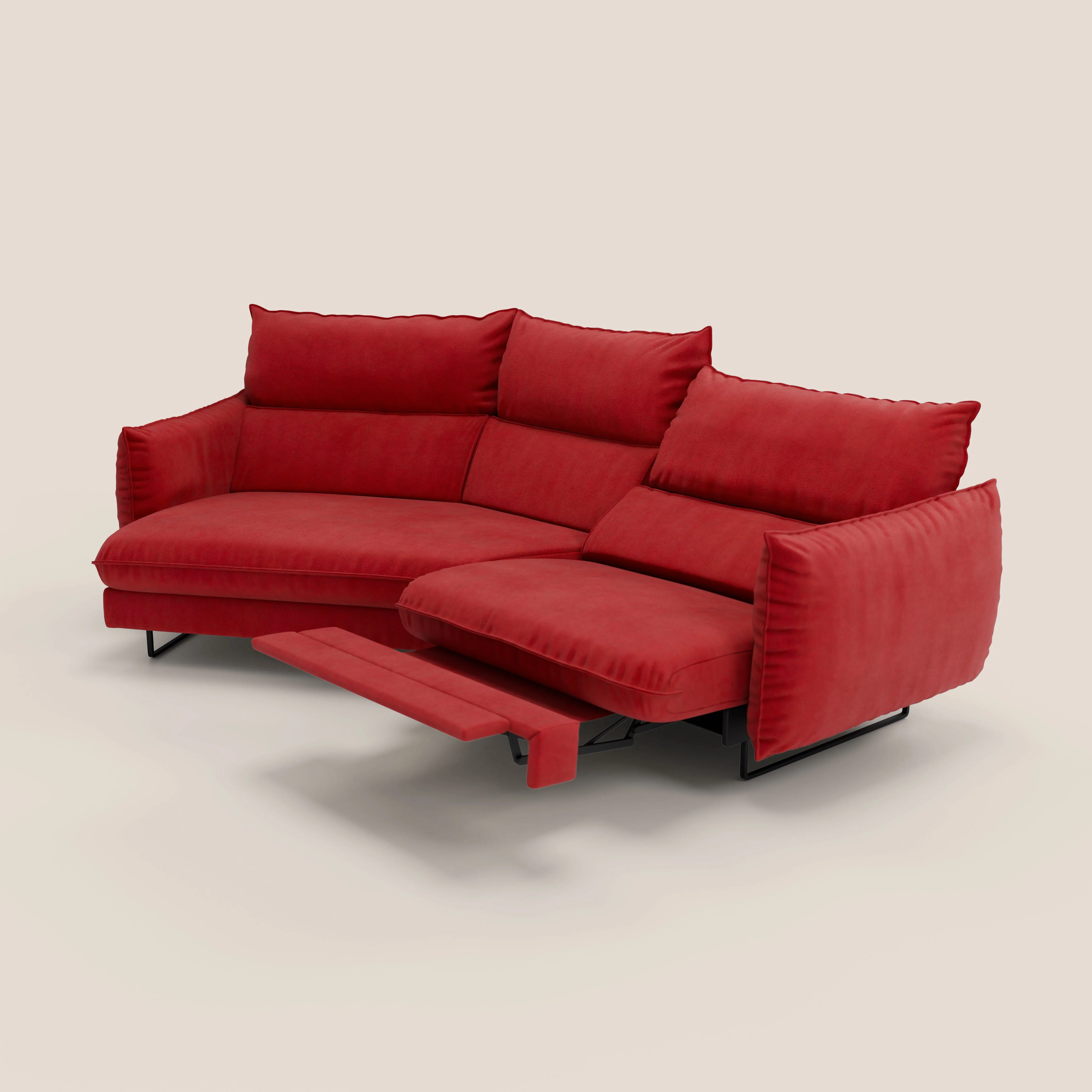 Monamour canapé d'angle au design moderne avec option relax électrique en microfibre détachable imperméable T11 rouge - Image 8