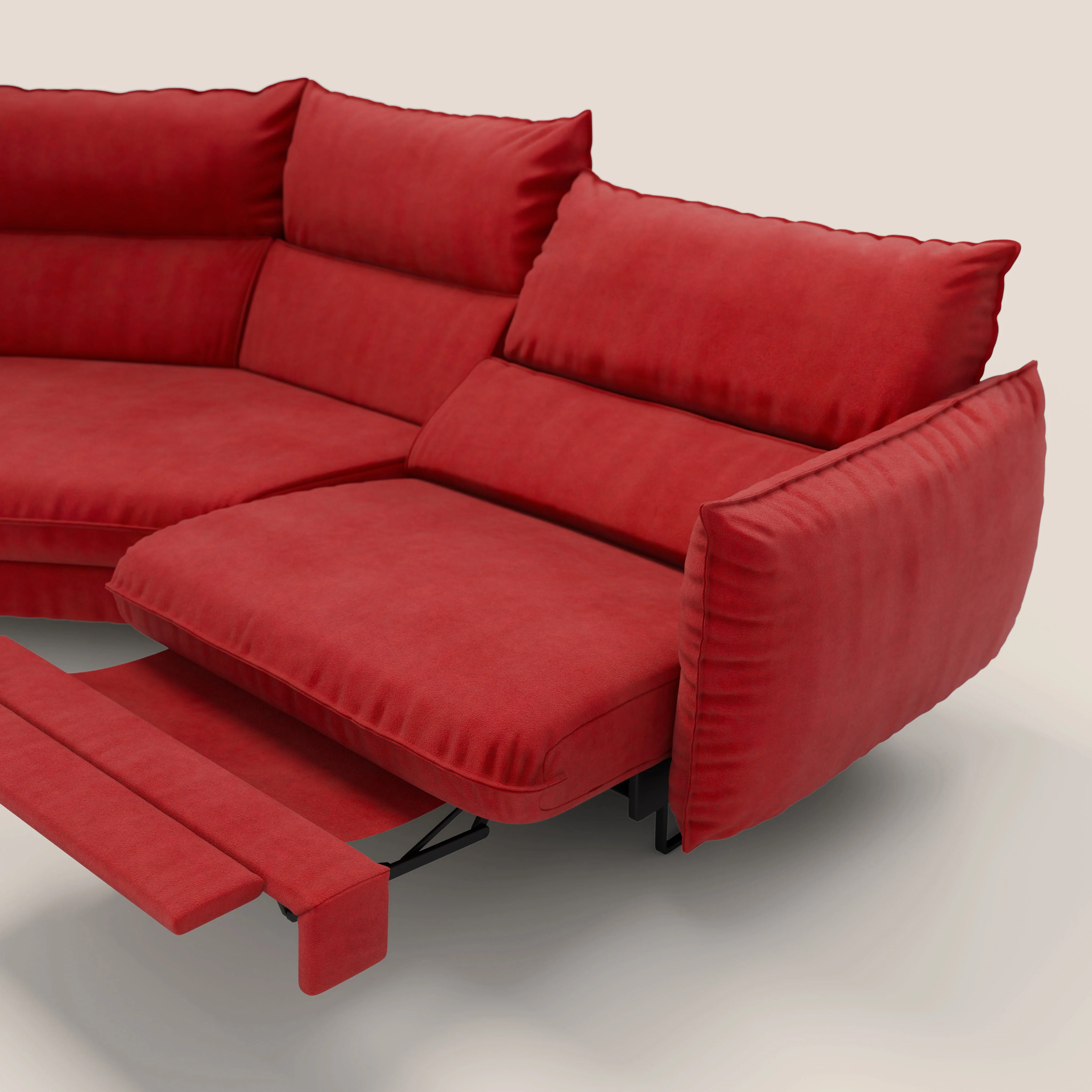 Monamour canapé d'angle au design moderne avec option relax électrique en microfibre détachable imperméable T11 rouge - Image 9