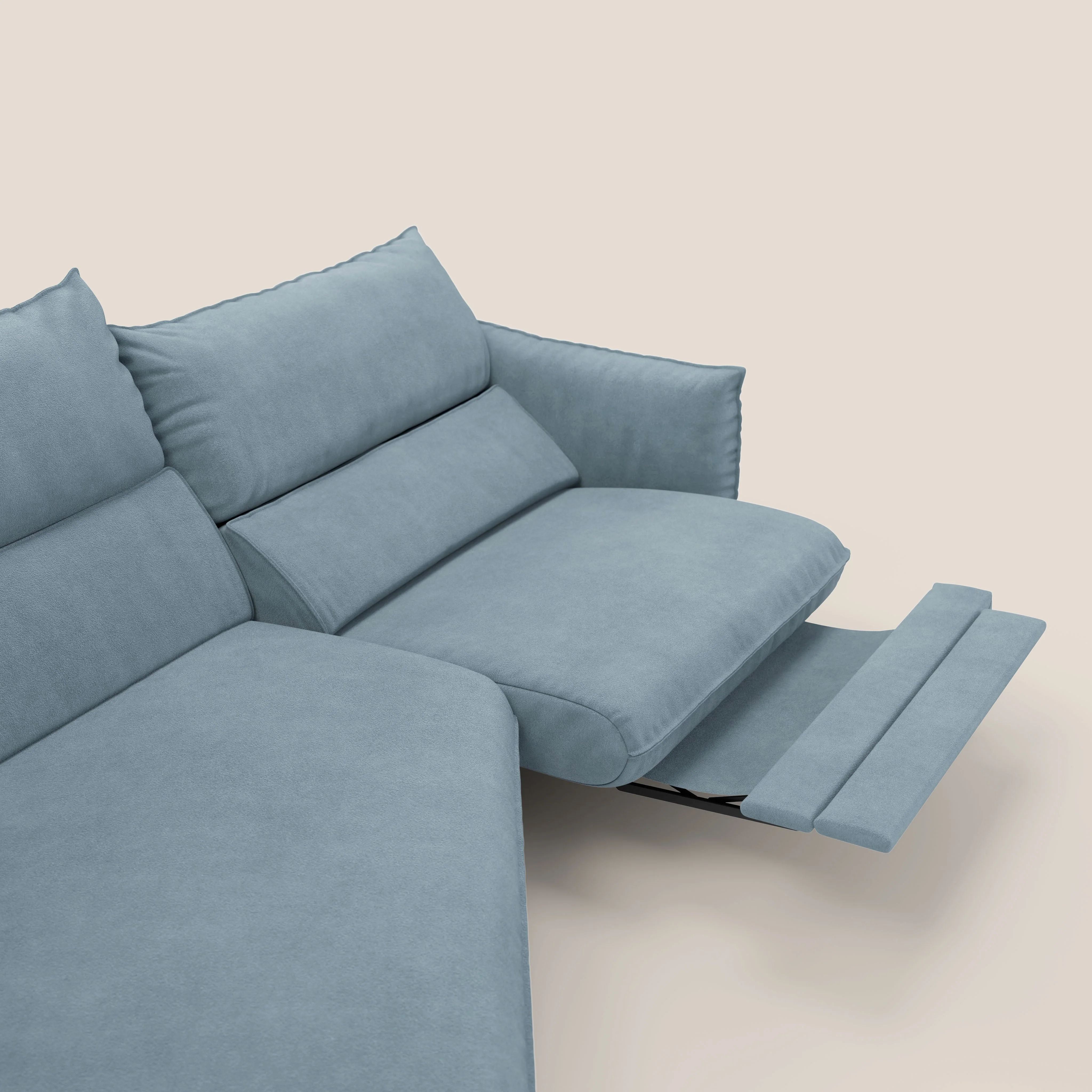 Monamour canapé d'angle au design moderne avec option relax électrique en microfibre détachable imperméable T11 sucre glace - Image 10