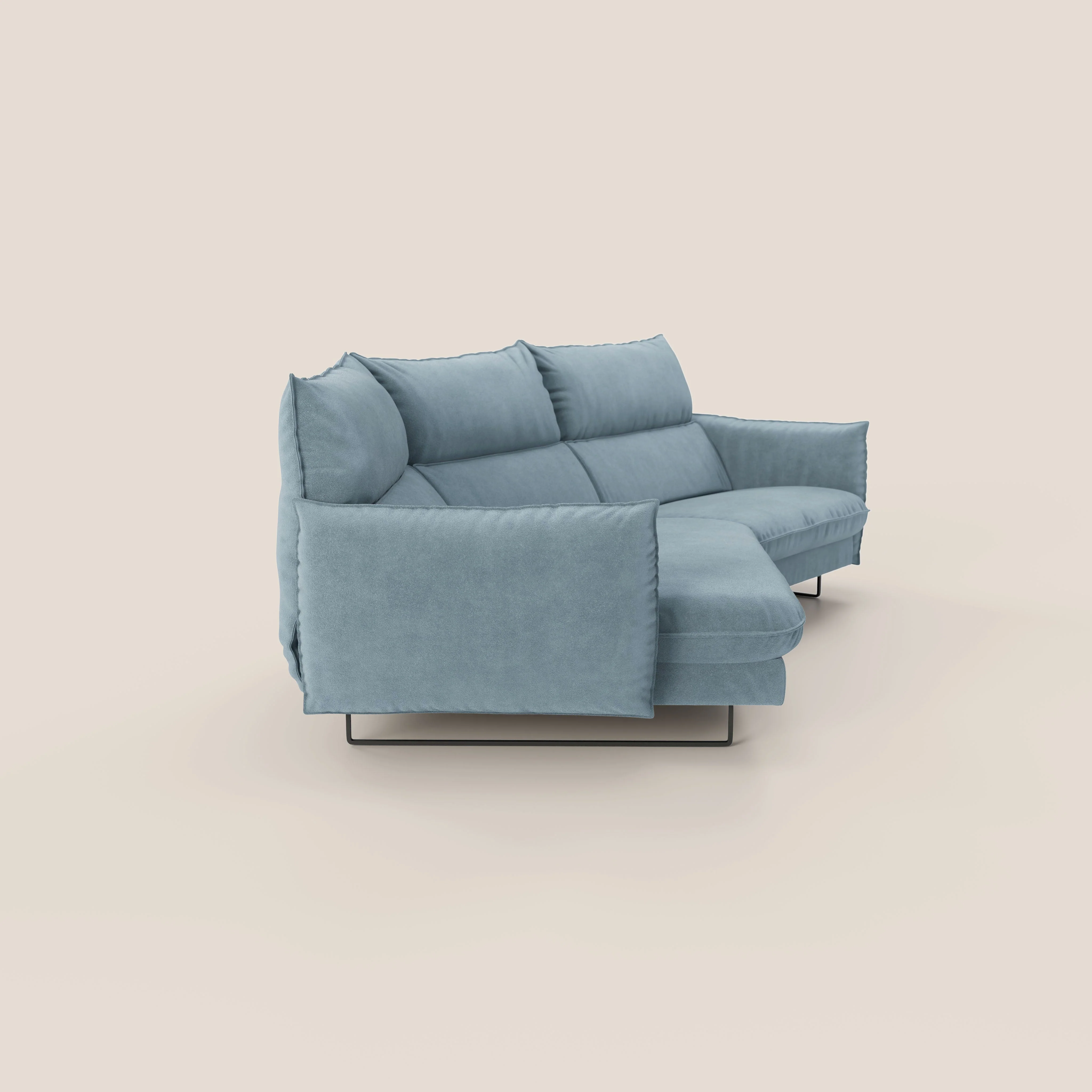 Monamour canapé d'angle au design moderne avec option relax électrique en microfibre détachable imperméable T11 sucre glace - Image 3