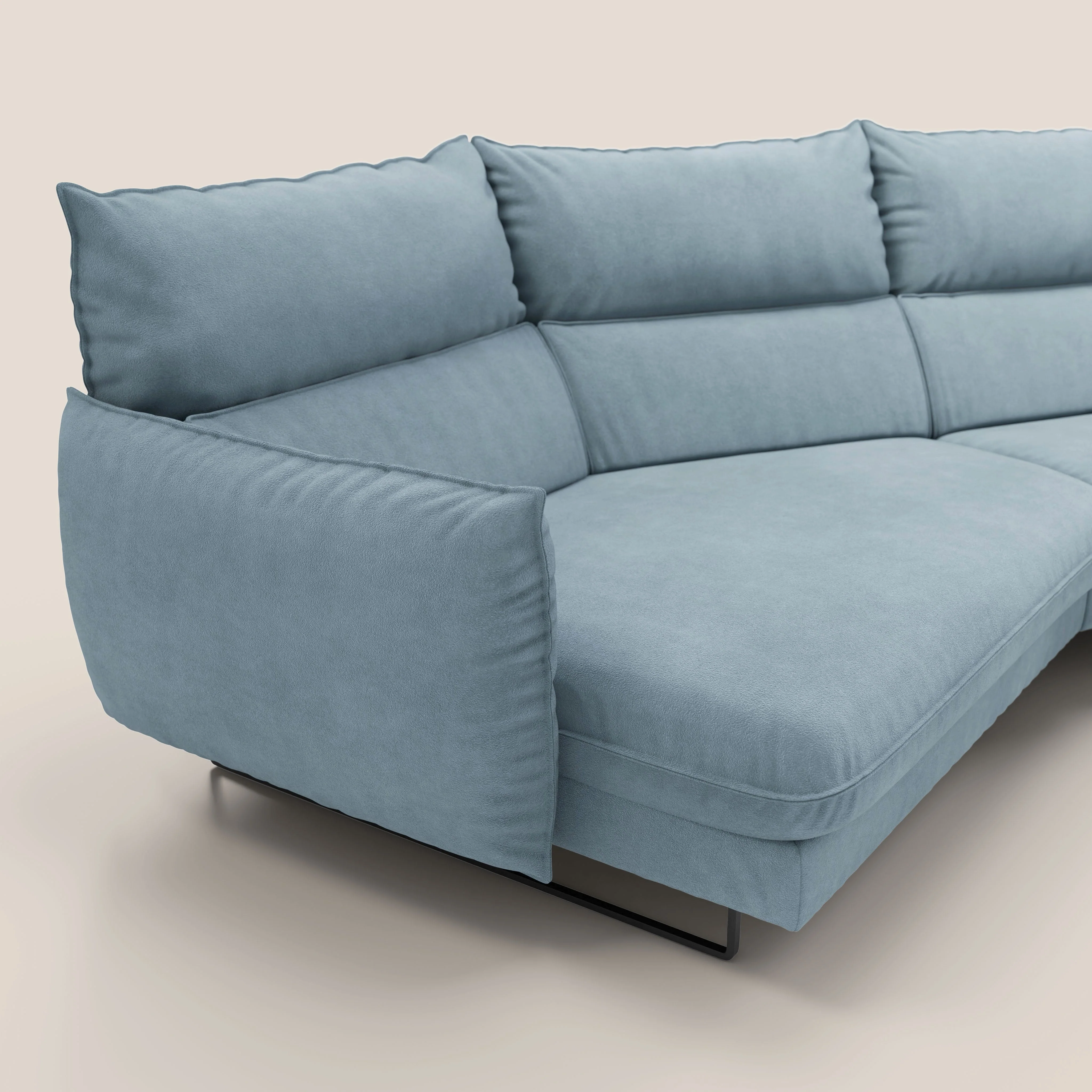 Monamour canapé d'angle au design moderne avec option relax électrique en microfibre détachable imperméable T11 sucre glace - Image 4