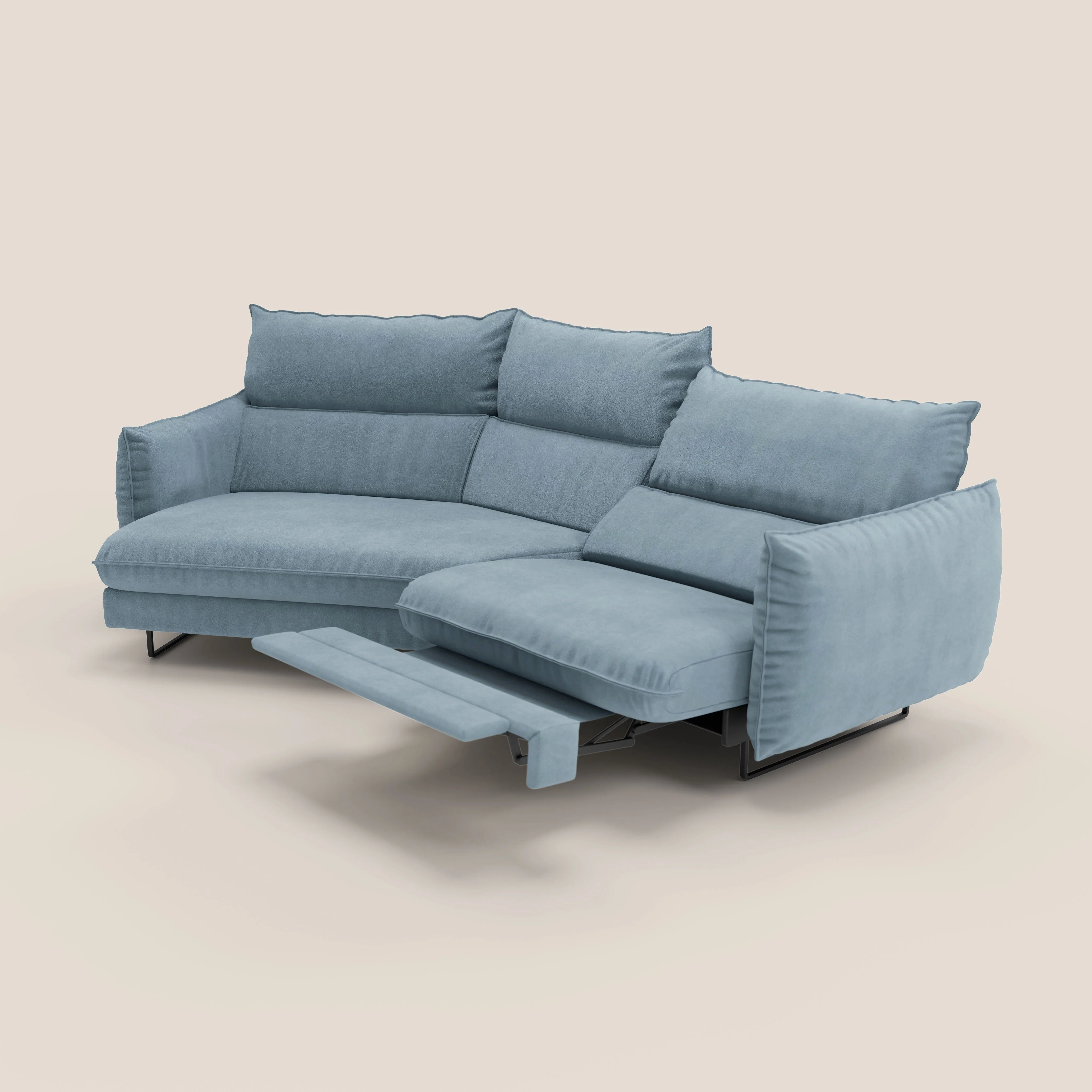 Monamour canapé d'angle au design moderne avec option relax électrique en microfibre détachable imperméable T11 sucre glace - Image 8