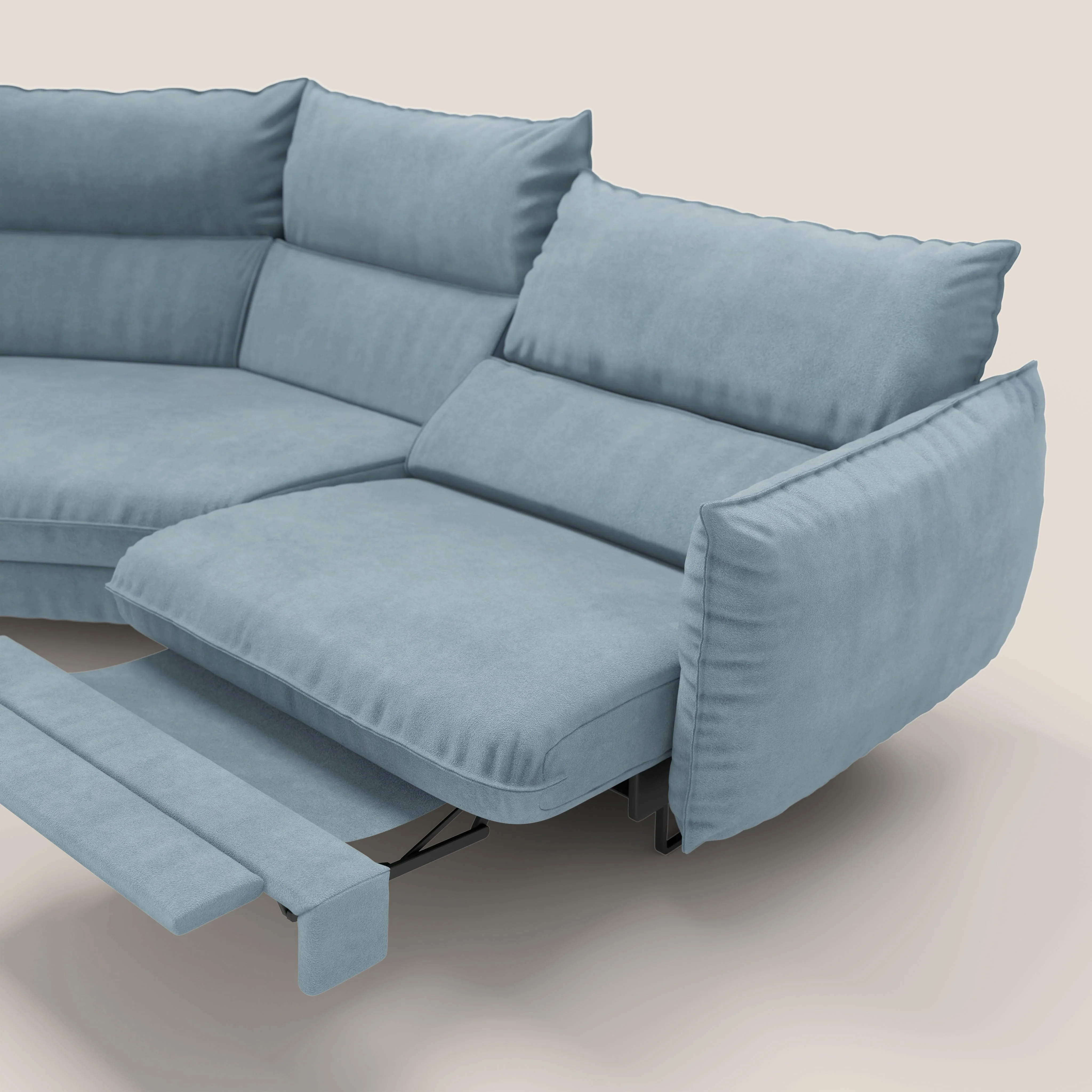 Monamour canapé d'angle au design moderne avec option relax électrique en microfibre détachable imperméable T11 sucre glace - Image 9
