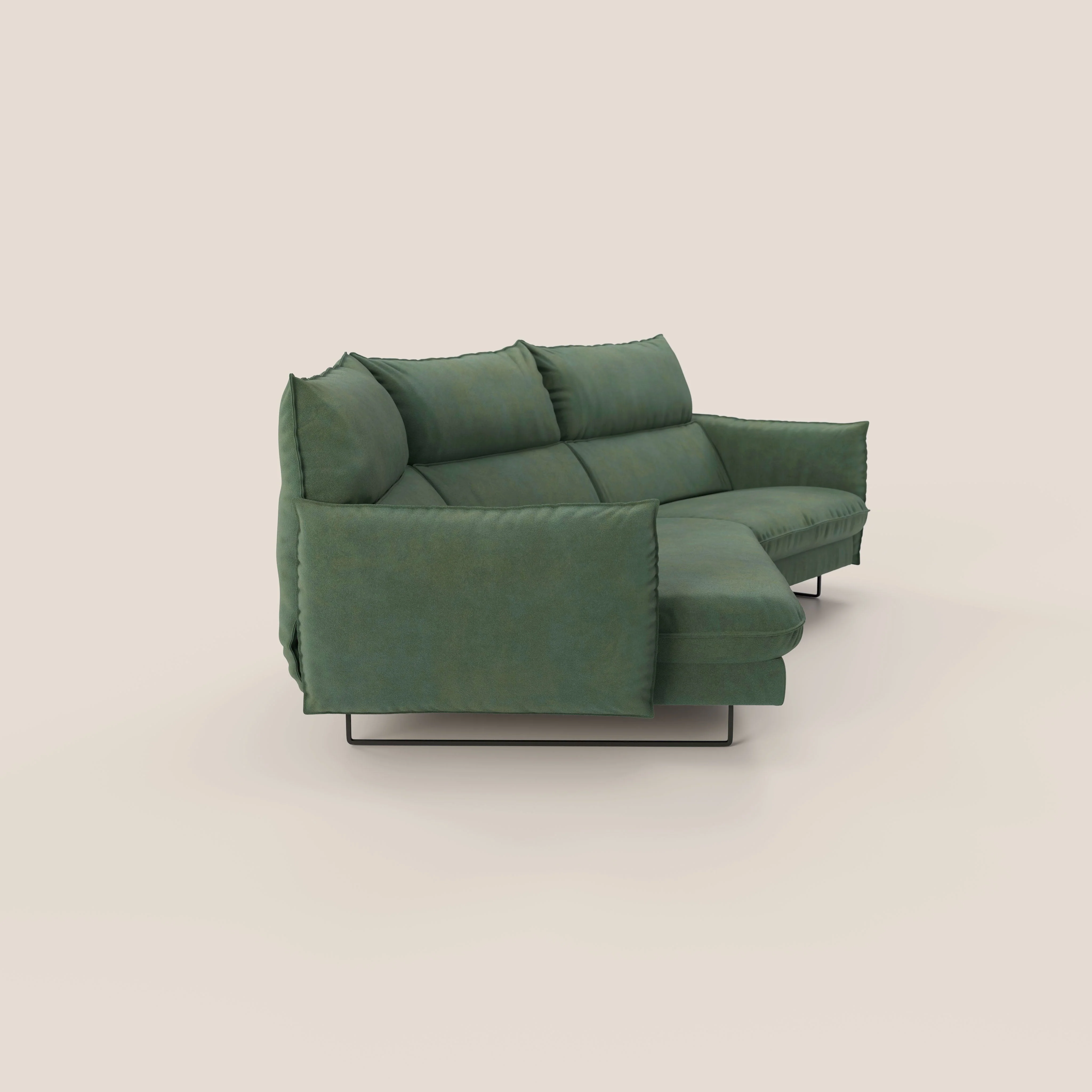 Monamour canapé d'angle au design moderne avec option relax électrique en microfibre détachable imperméable T11 vert - Image 3