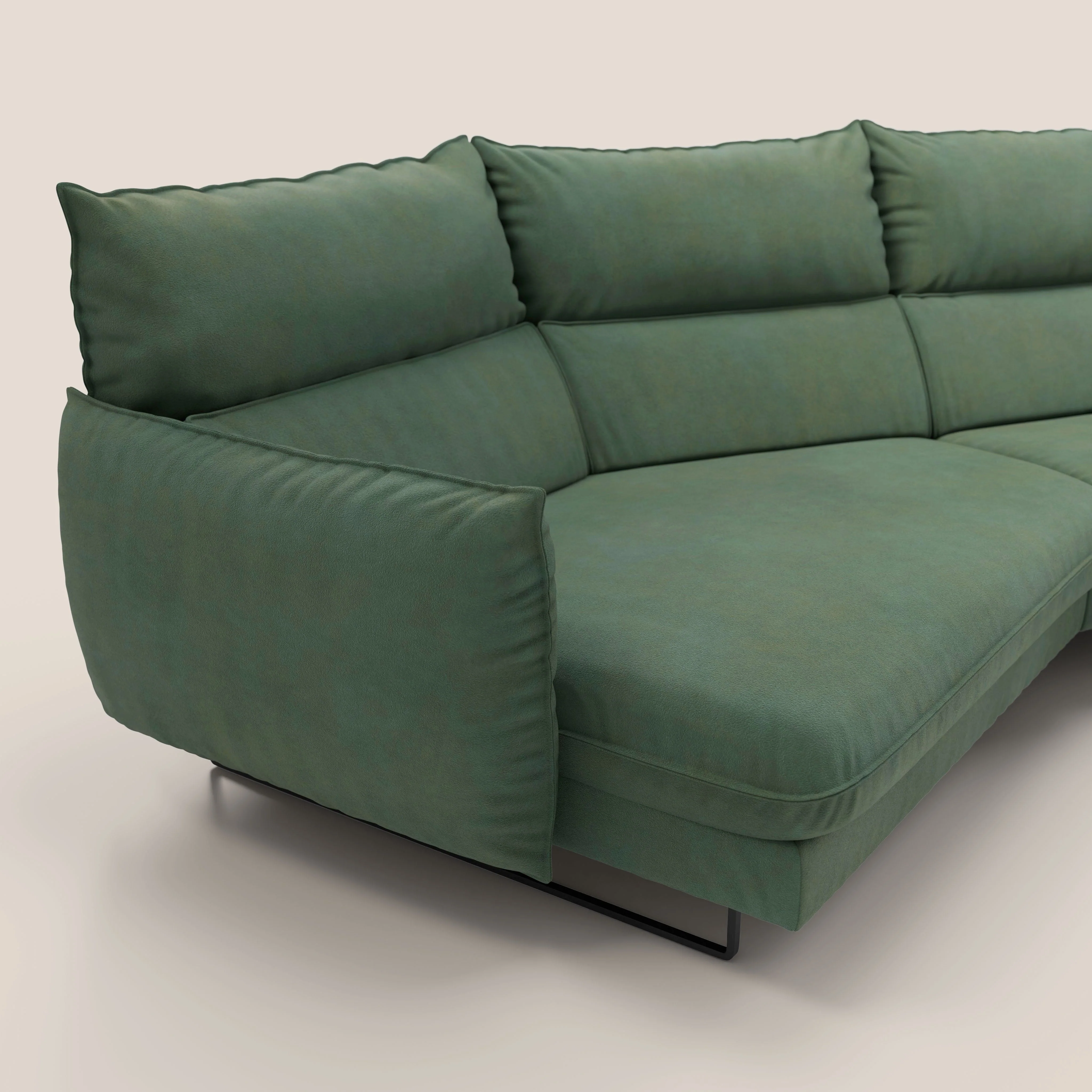 Monamour canapé d'angle au design moderne avec option relax électrique en microfibre détachable imperméable T11 vert - Image 4