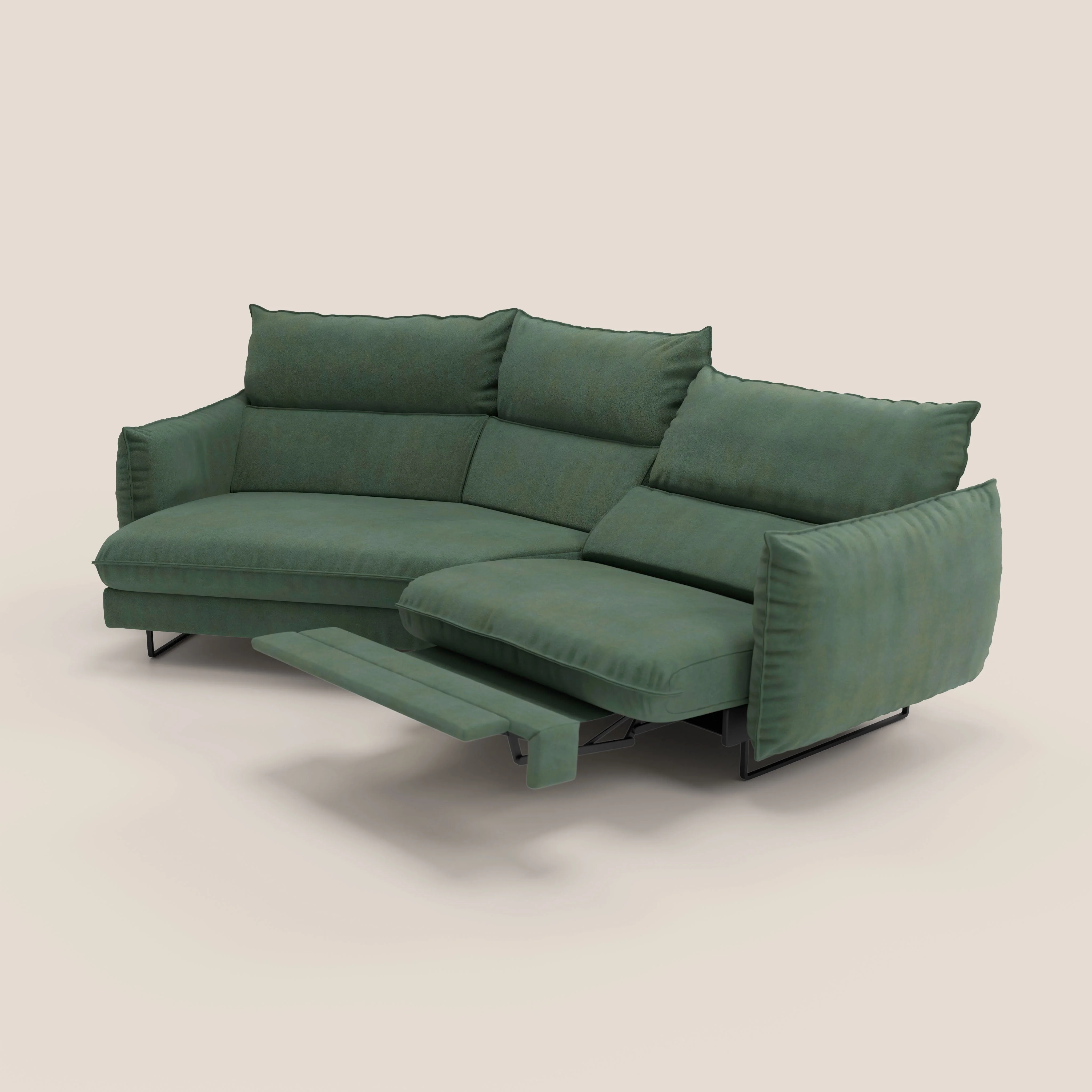 Monamour canapé d'angle au design moderne avec option relax électrique en microfibre détachable imperméable T11 vert - Image 8