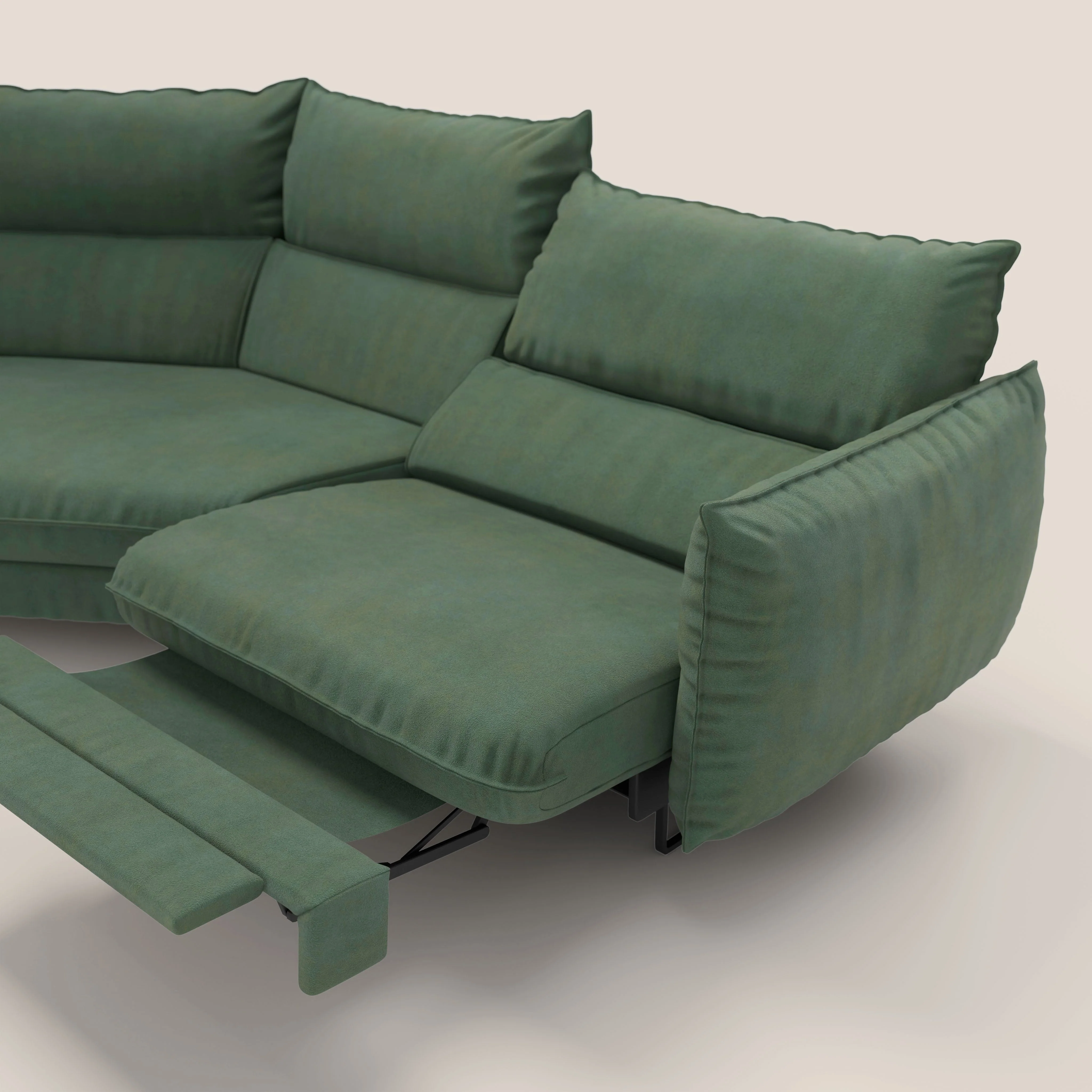 Monamour canapé d'angle au design moderne avec option relax électrique en microfibre détachable imperméable T11 vert - Image 9