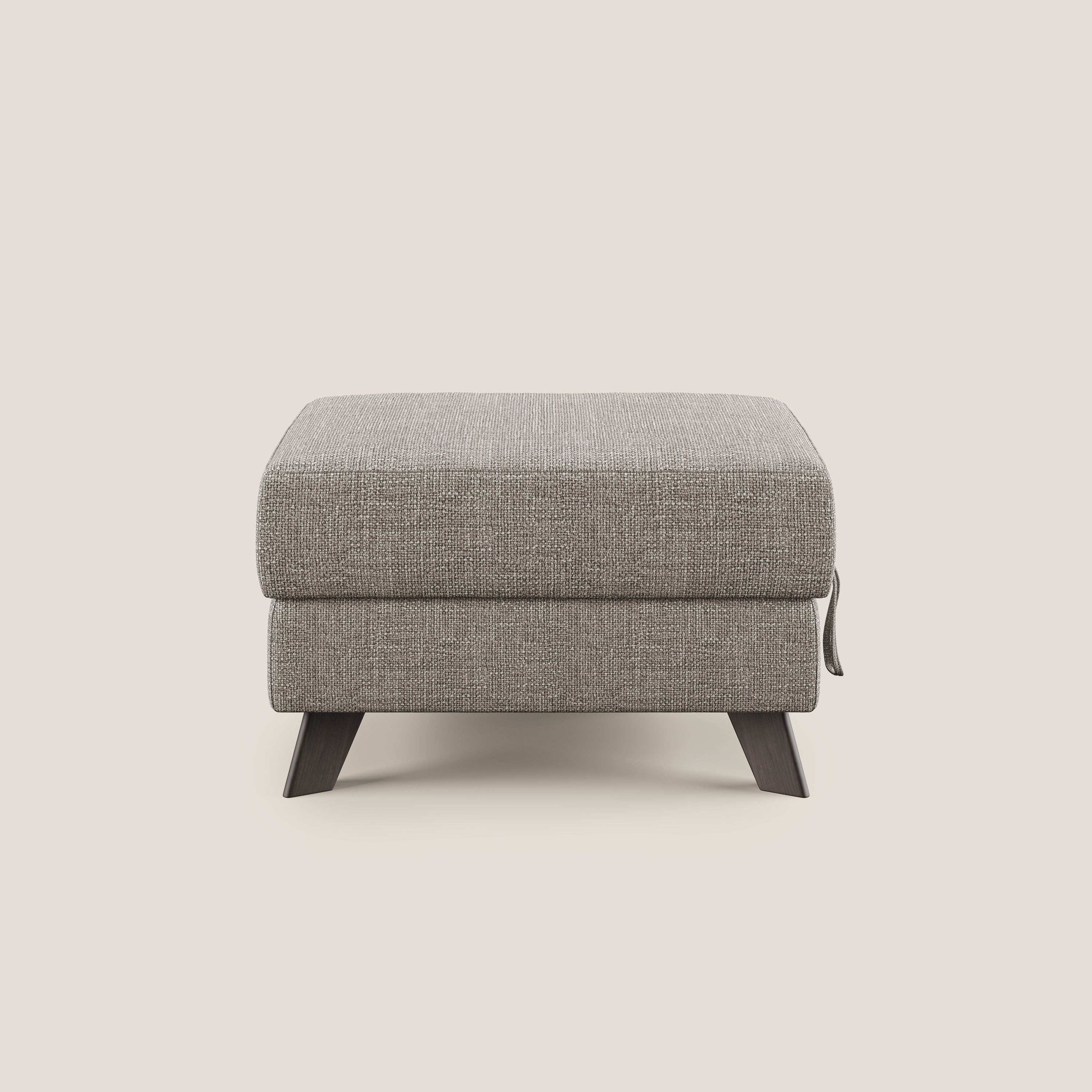 Moon Pouf coffre aux pieds hauts en tissu doux entrelacé soft-touch imperméable T06 Taupe tortora
