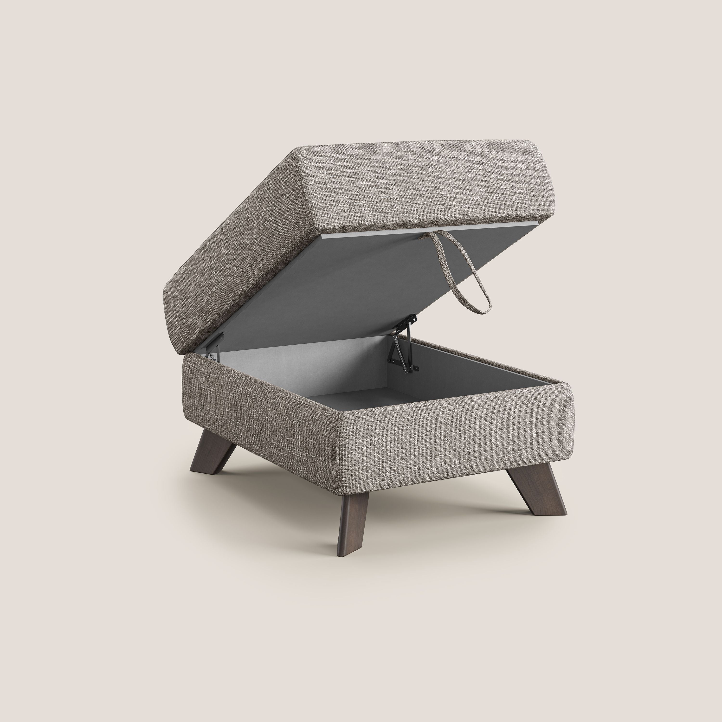 Moon Pouf coffre aux pieds hauts en tissu doux entrelacé soft-touch imperméable T06 Taupe tortora - Image 2