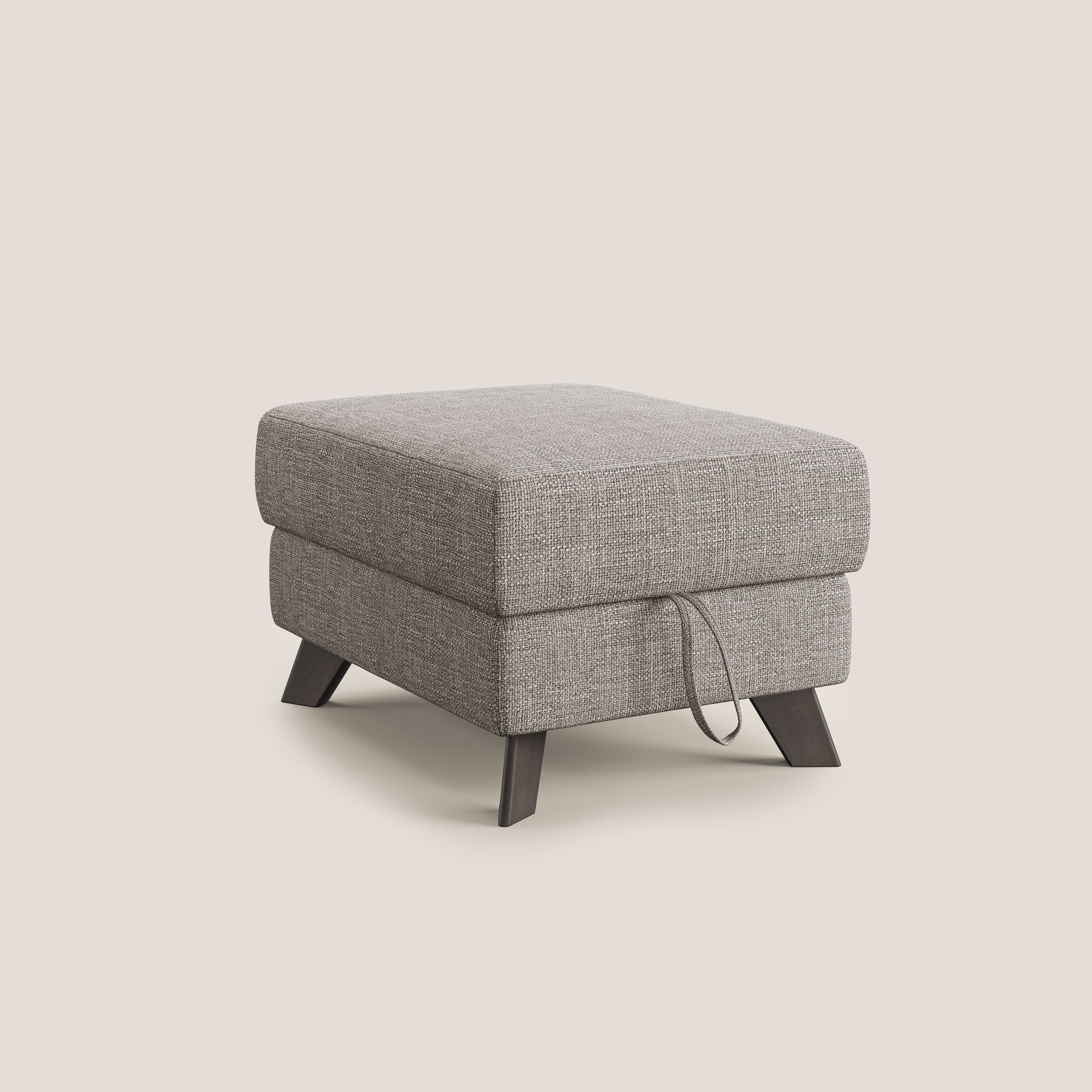 Moon Pouf coffre aux pieds hauts en tissu doux entrelacé soft-touch imperméable T06 Taupe tortora - Image 8