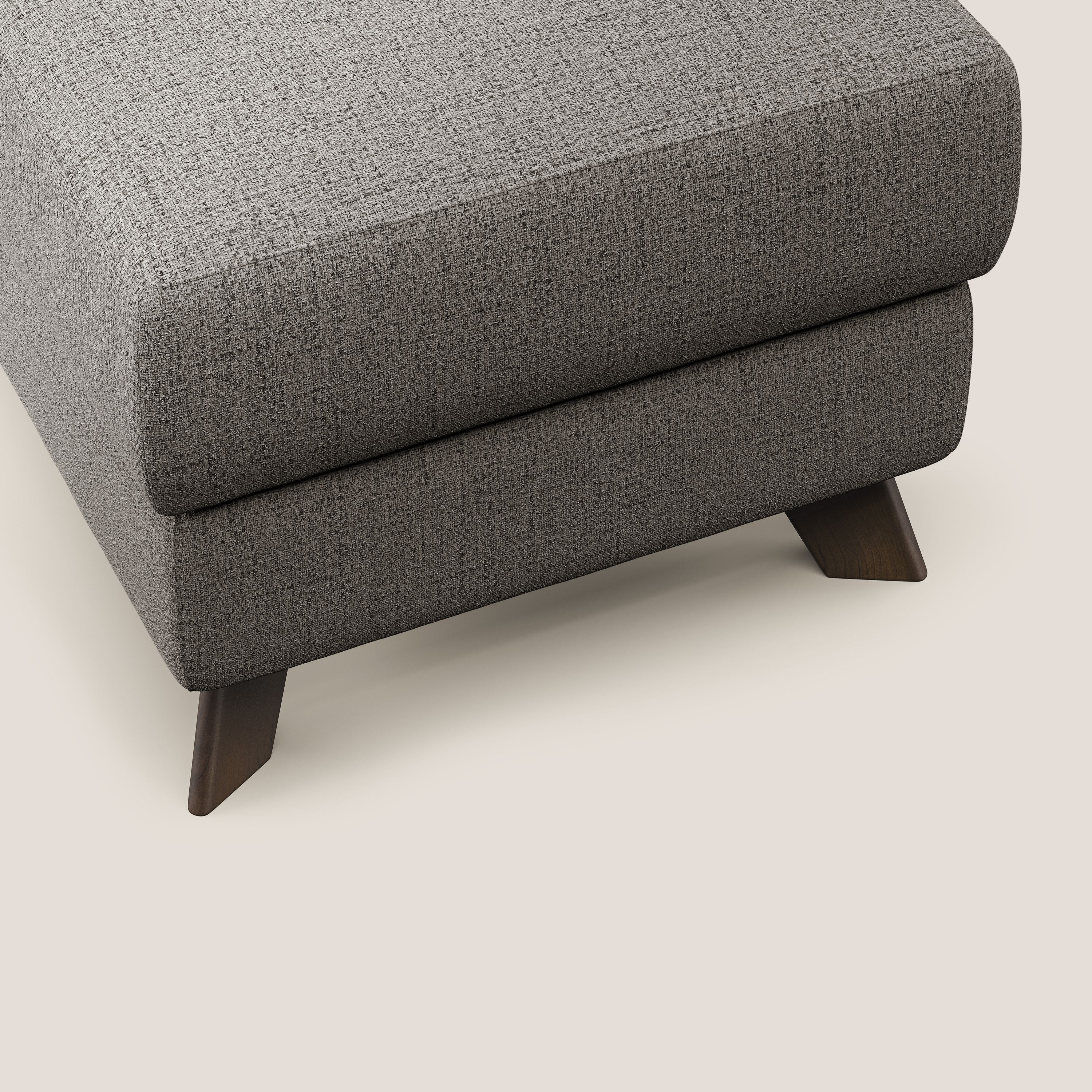Moon Pouf coffre aux pieds hauts en tissu doux imperméable flammé T03 TAUPE - Image 5