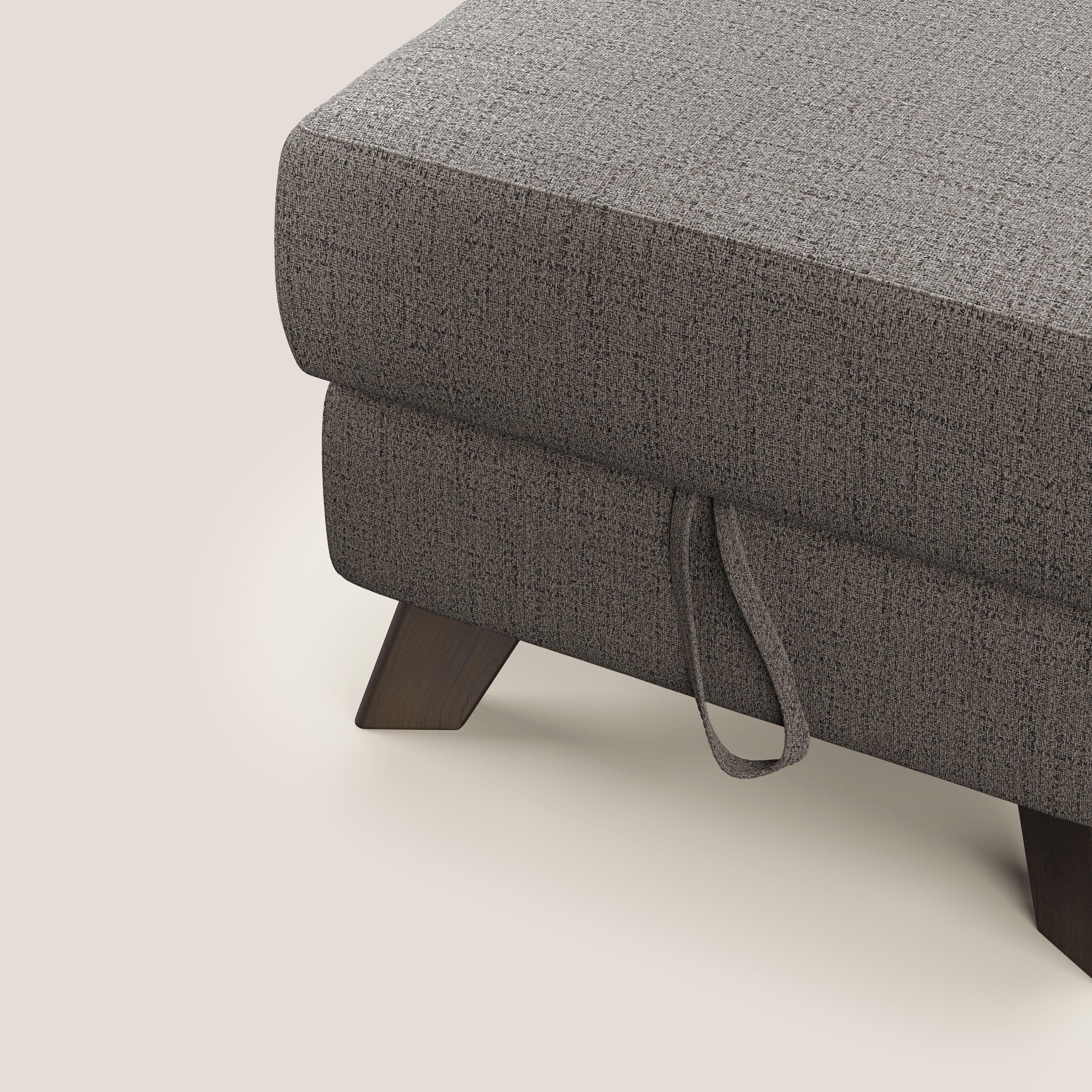 Moon Pouf coffre aux pieds hauts en tissu doux imperméable flammé T03 TAUPE - Image 6