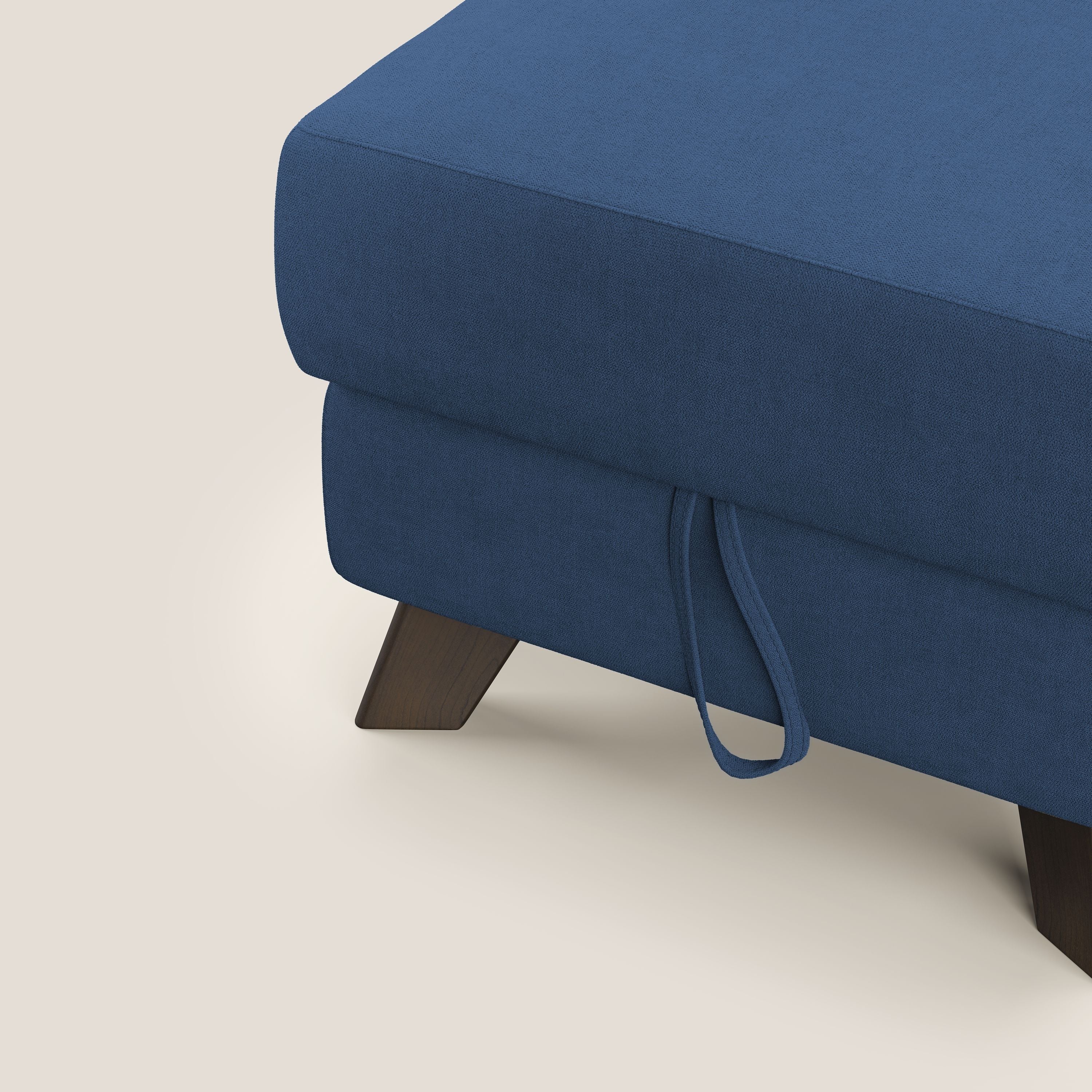 Moon Pouf coffre aux pieds hauts et tissu doux imperméable T02 bleu - Image 6