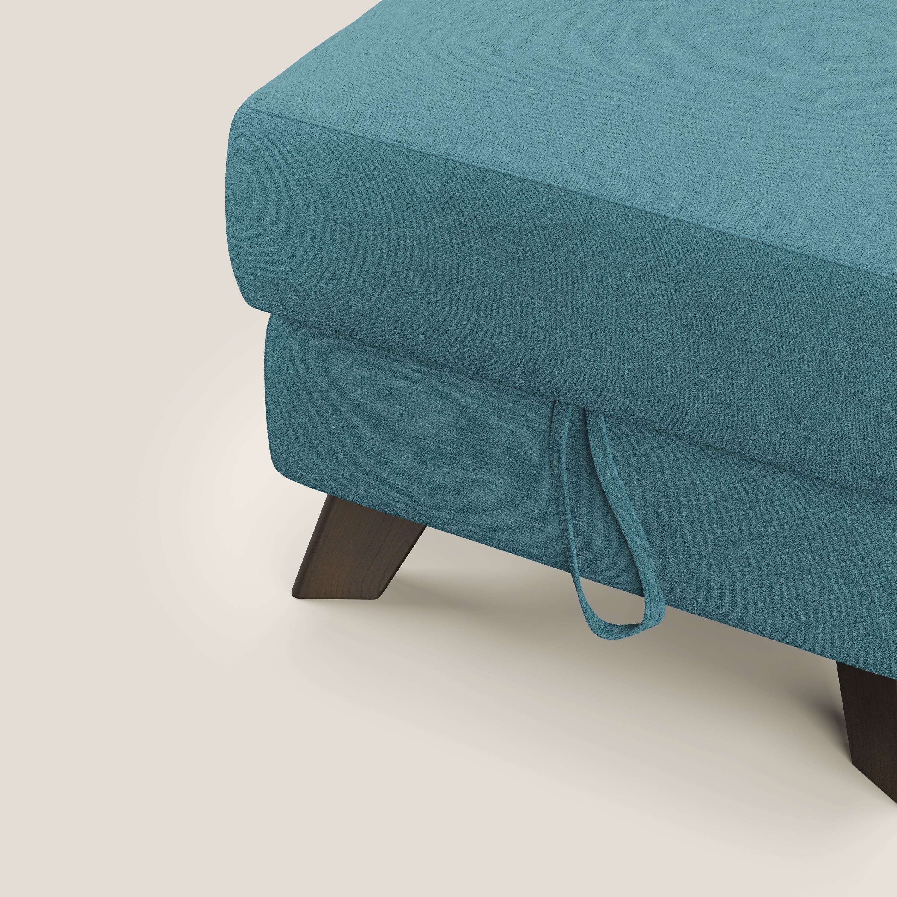 Moon Pouf coffre aux pieds hauts et tissu doux imperméable T02 bleu ciel - Image 6