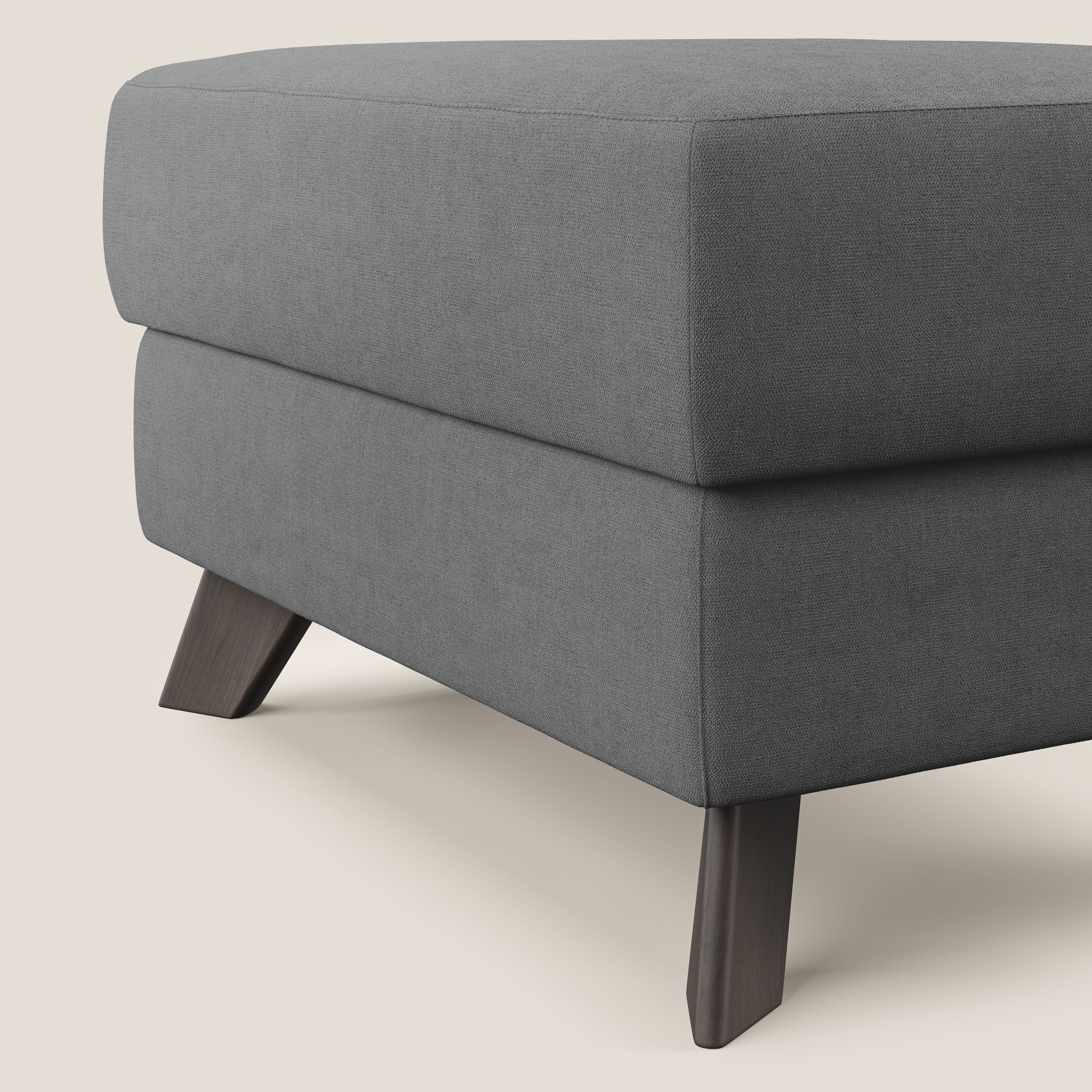 Moon Pouf coffre aux pieds hauts et tissu doux imperméable T02 gris - Image 4
