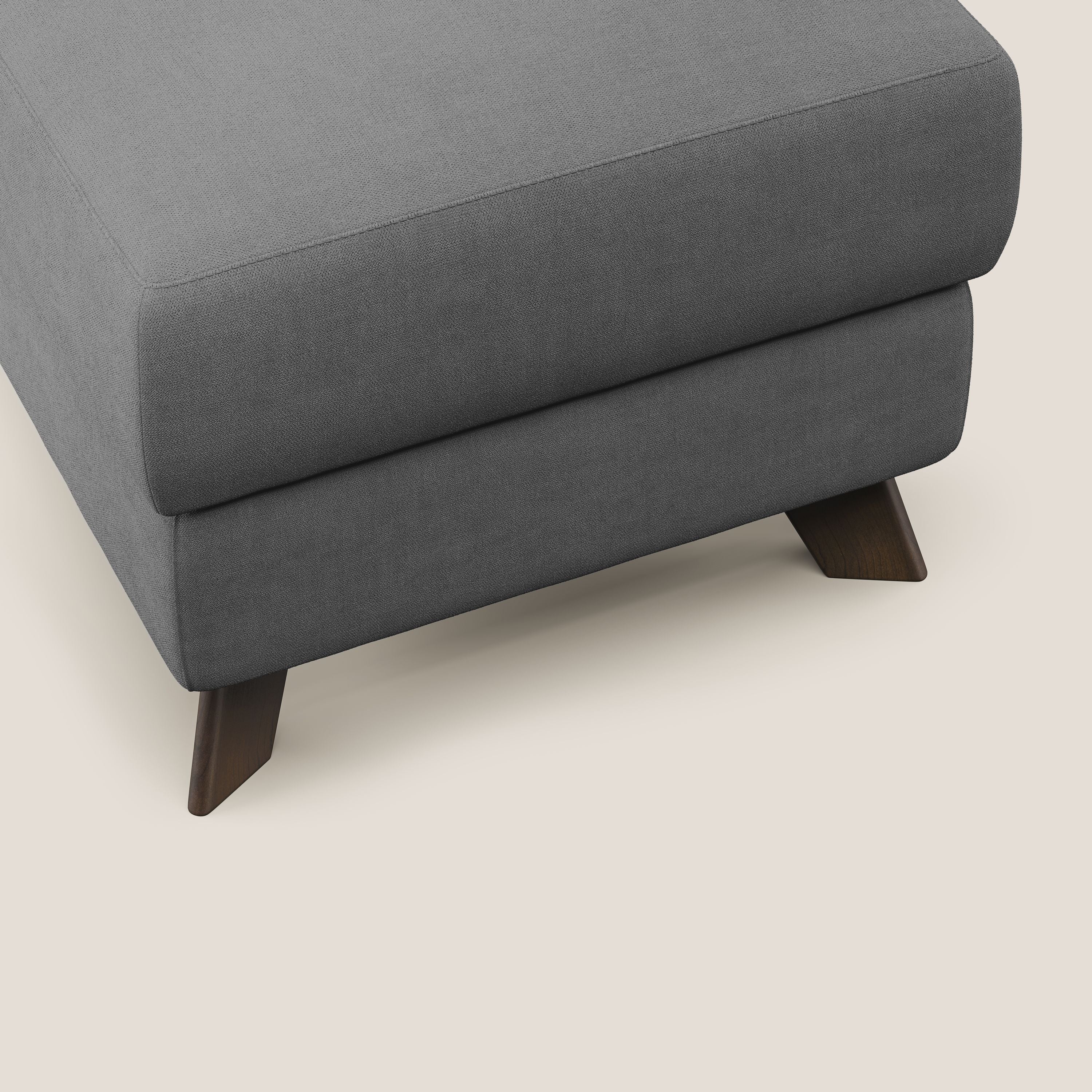 Moon Pouf coffre aux pieds hauts et tissu doux imperméable T02 gris - Image 5
