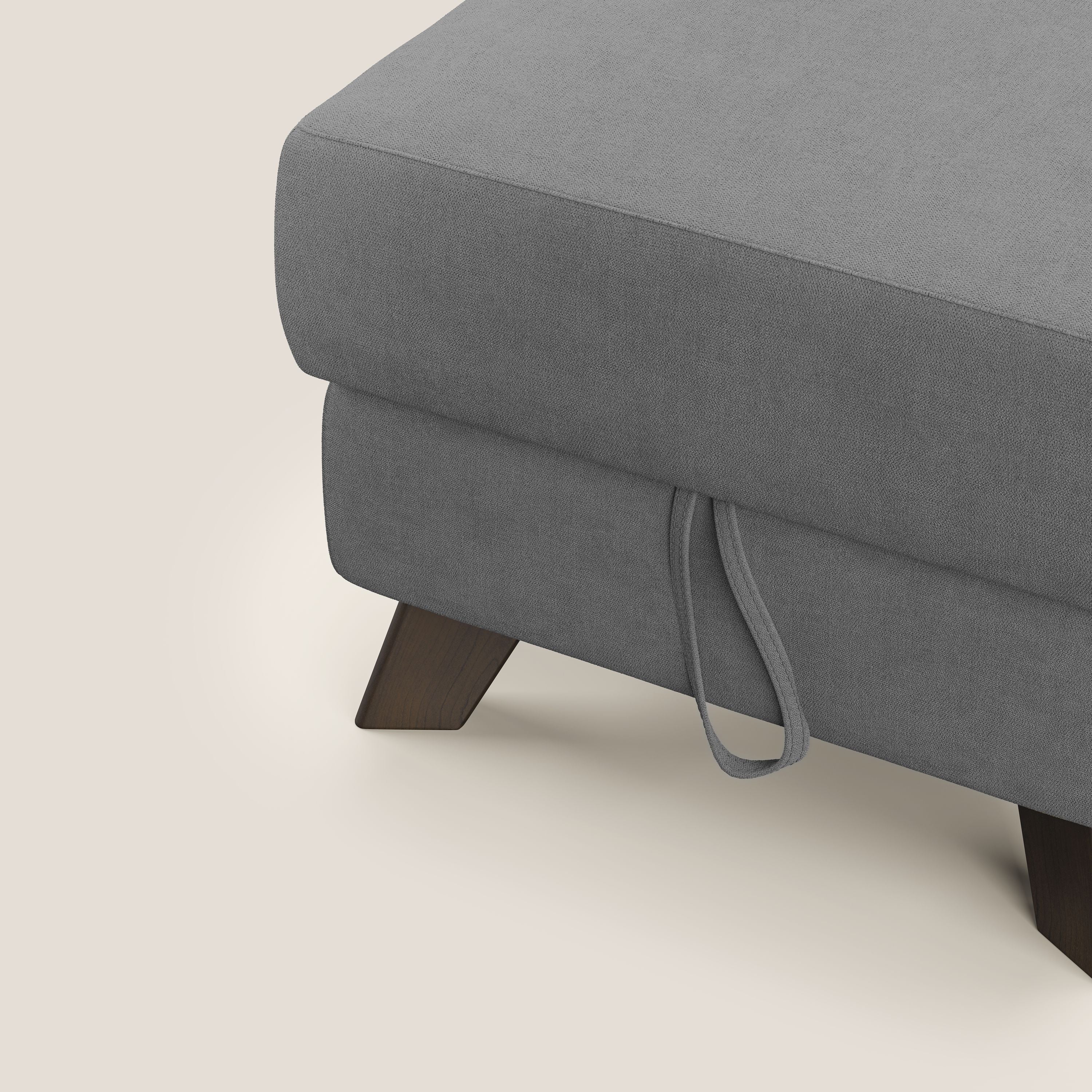 Moon Pouf coffre aux pieds hauts et tissu doux imperméable T02 gris - Image 6