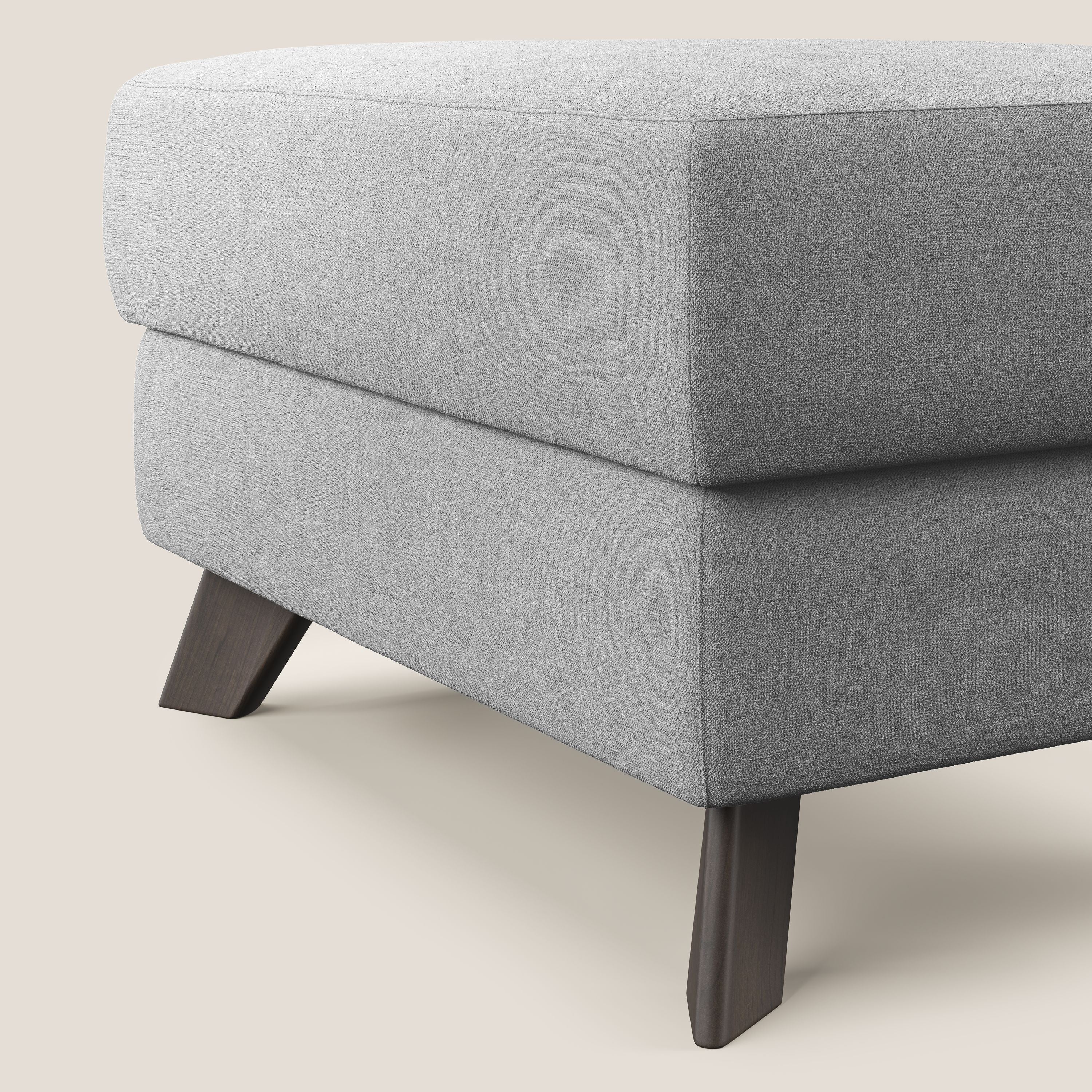 Moon Pouf coffre aux pieds hauts et tissu doux imperméable T02 gris clair - Image 4