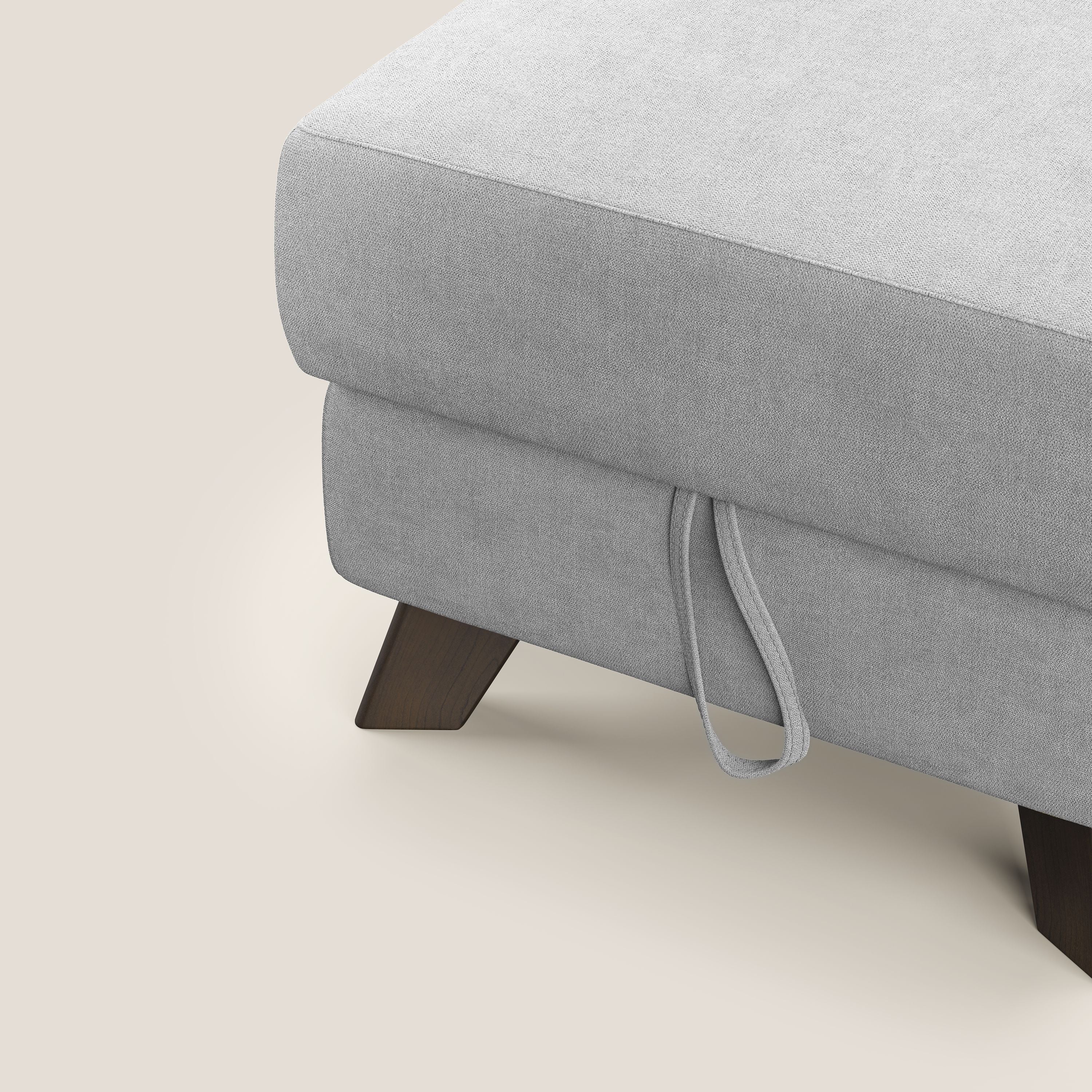 Moon Pouf coffre aux pieds hauts et tissu doux imperméable T02 gris clair - Image 6