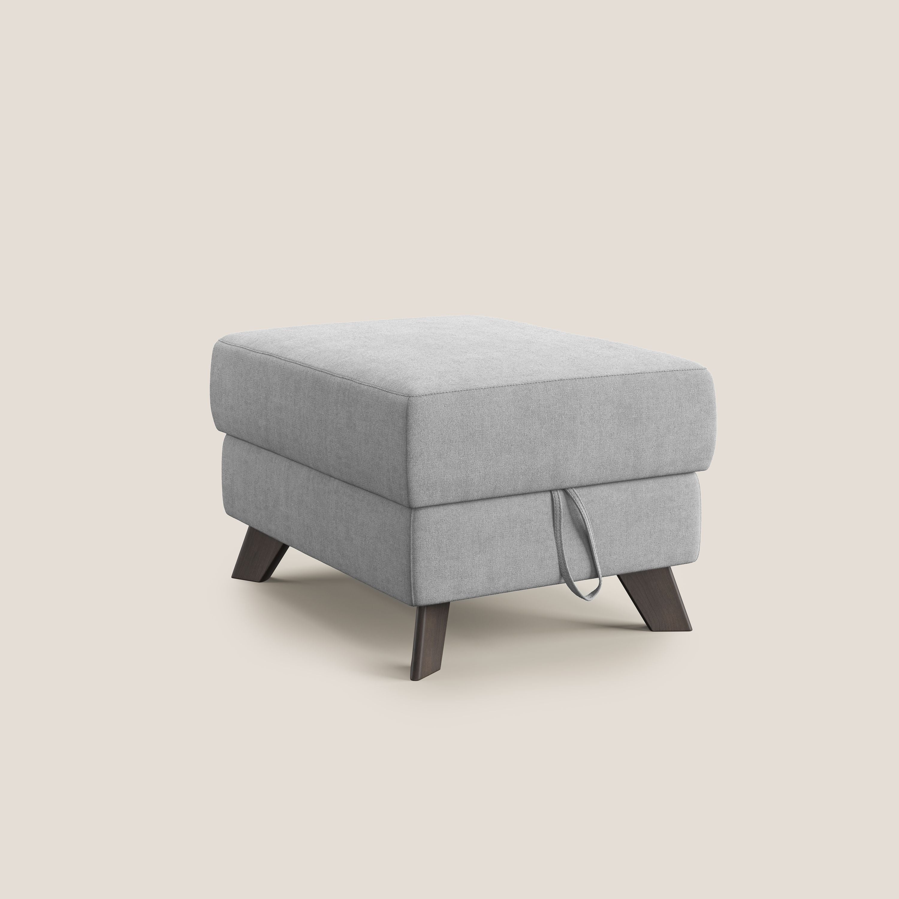 Moon Pouf coffre aux pieds hauts et tissu doux imperméable T02 gris clair - Image 8