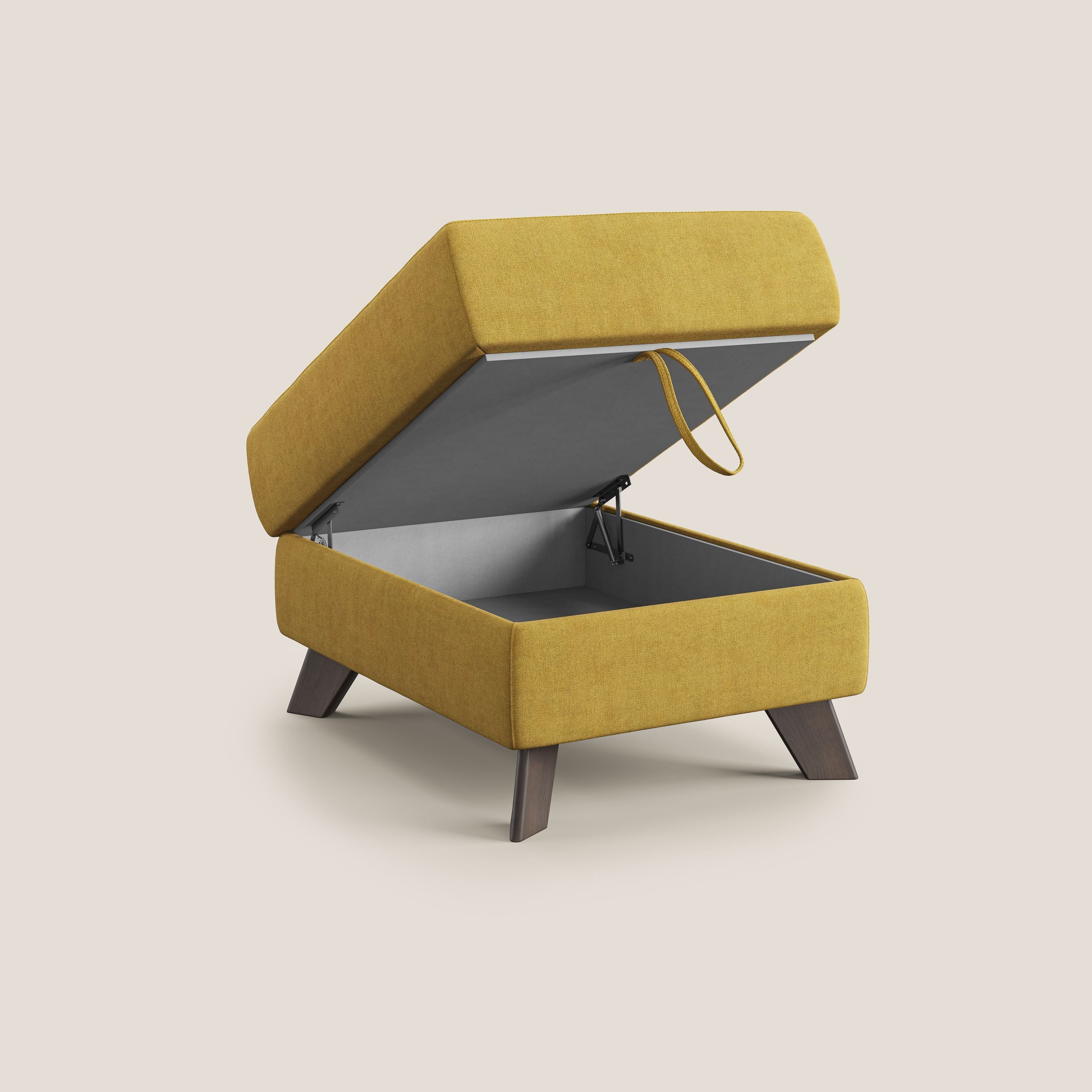 Moon Pouf coffre aux pieds hauts et tissu doux imperméable T02 jaune - Image 3