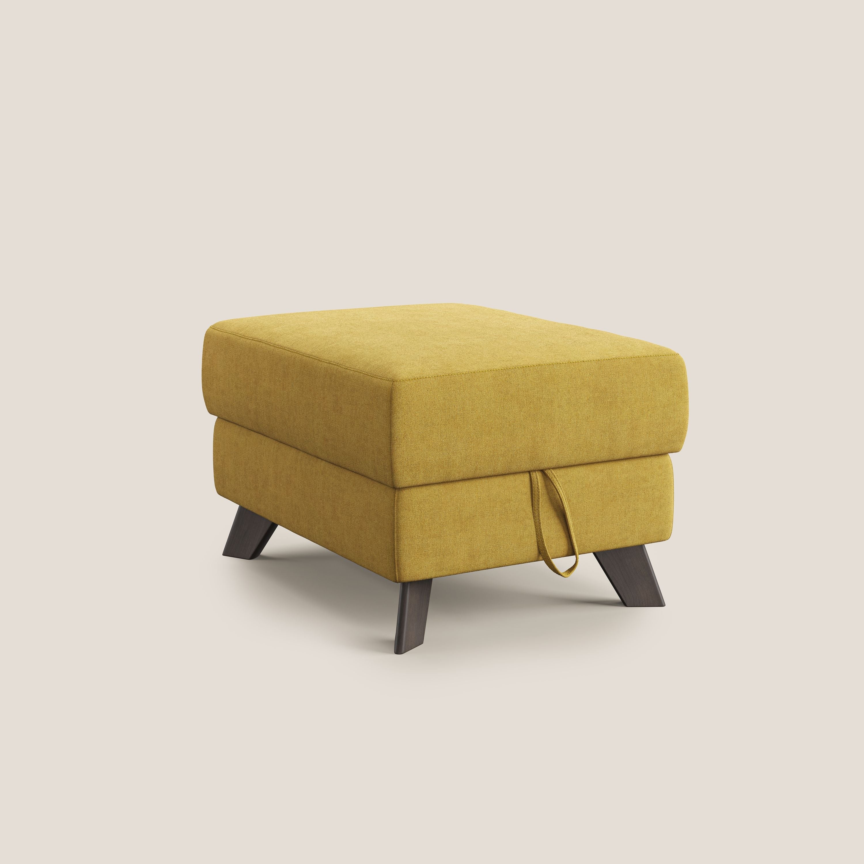 Moon Pouf coffre aux pieds hauts et tissu doux imperméable T02 jaune - Image 9