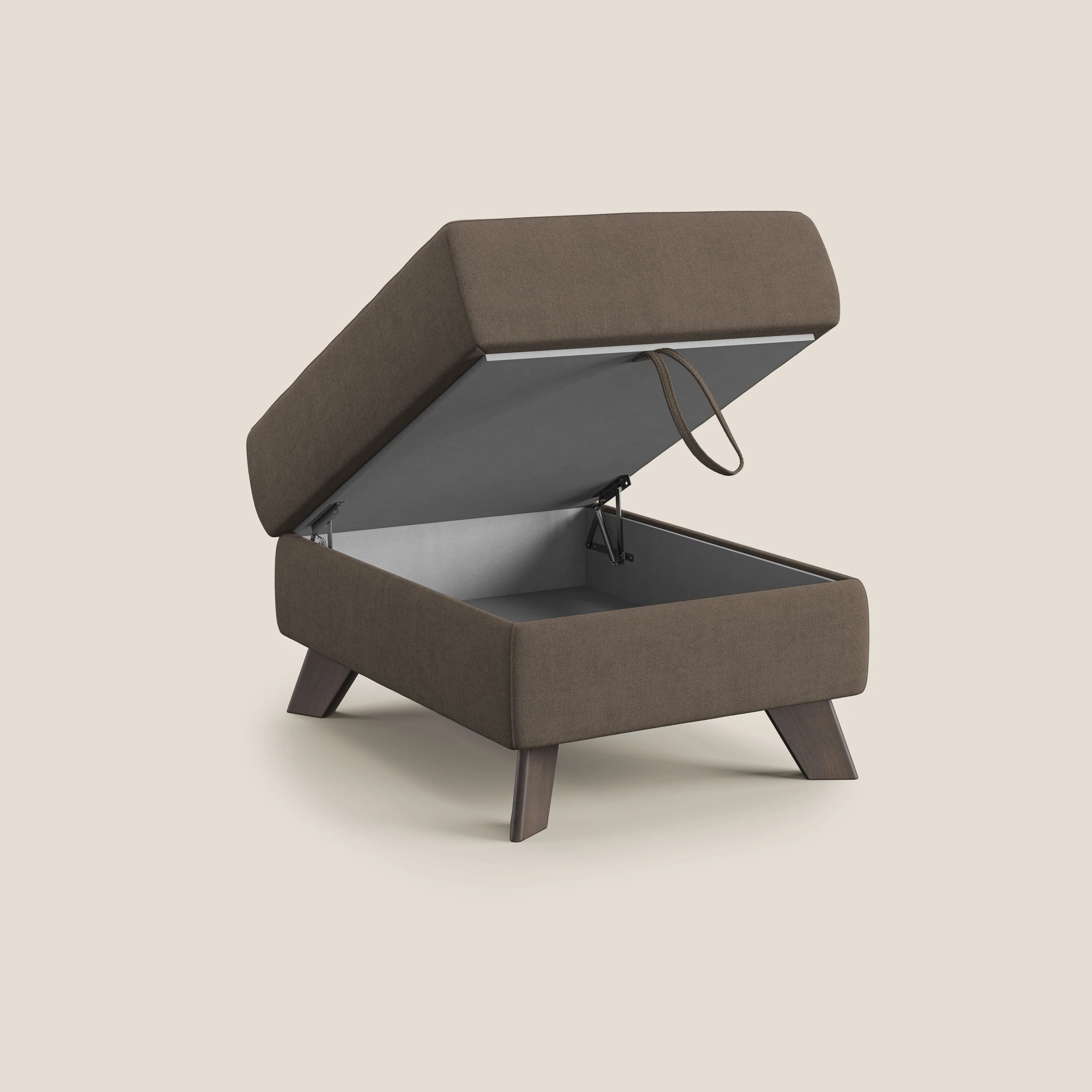 Moon Pouf coffre aux pieds hauts et tissu doux imperméable T02 marron - Image 2