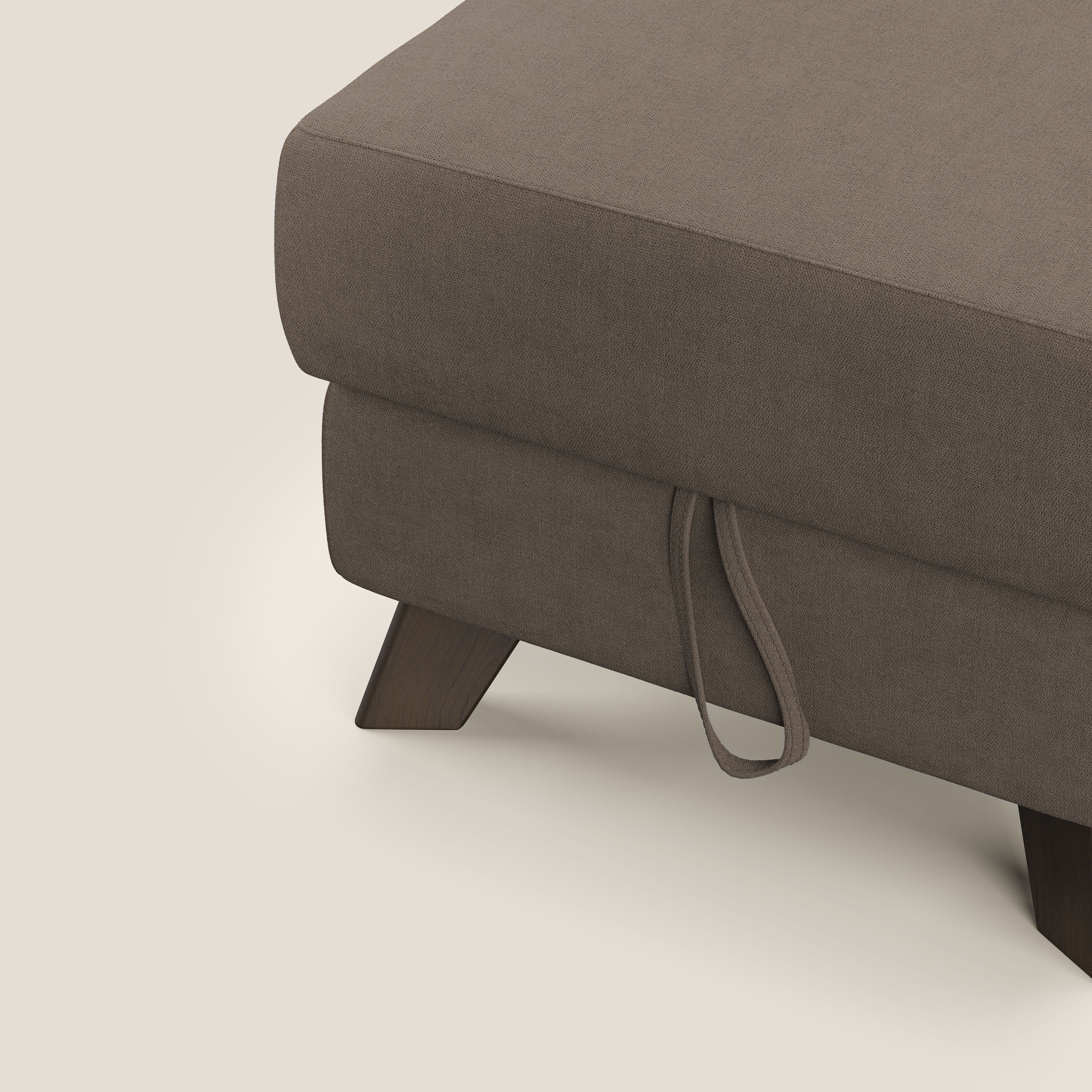 Moon Pouf coffre aux pieds hauts et tissu doux imperméable T02 marron - Image 6