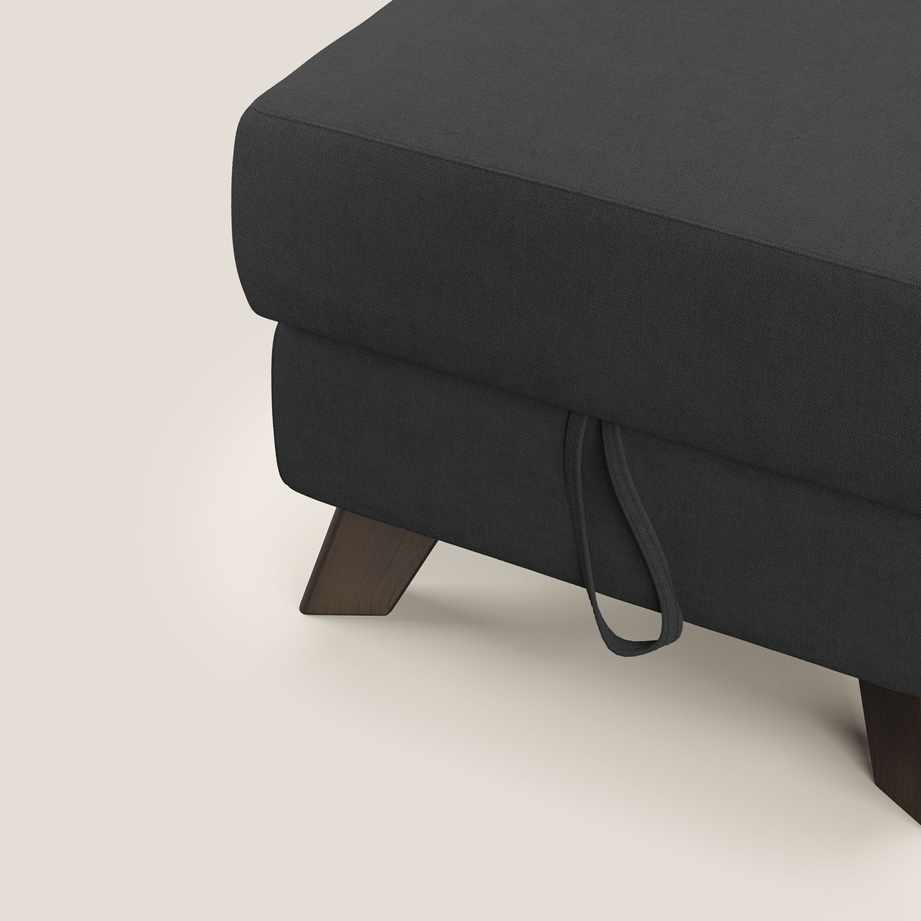 Moon Pouf coffre aux pieds hauts et tissu doux imperméable T02 noir - Image 6