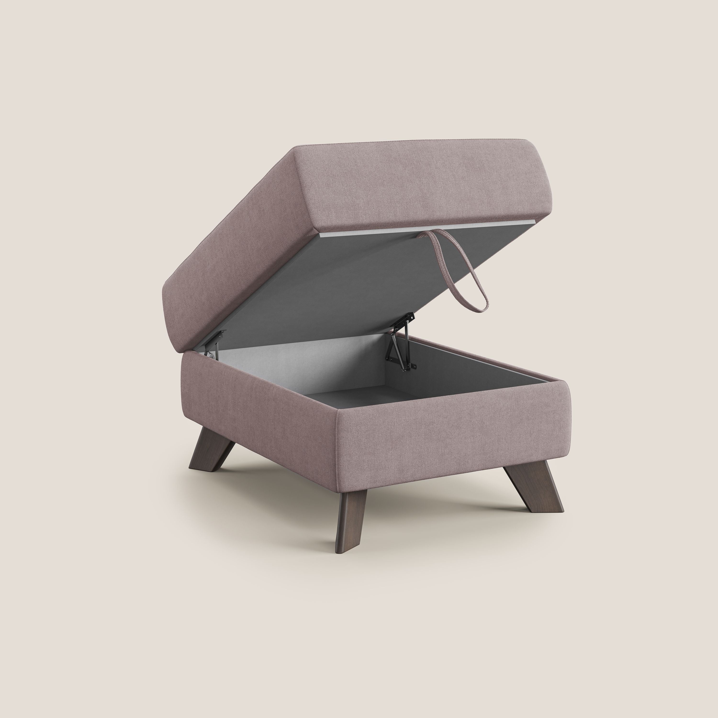 Moon Pouf coffre aux pieds hauts et tissu doux imperméable T02 rose - Image 2