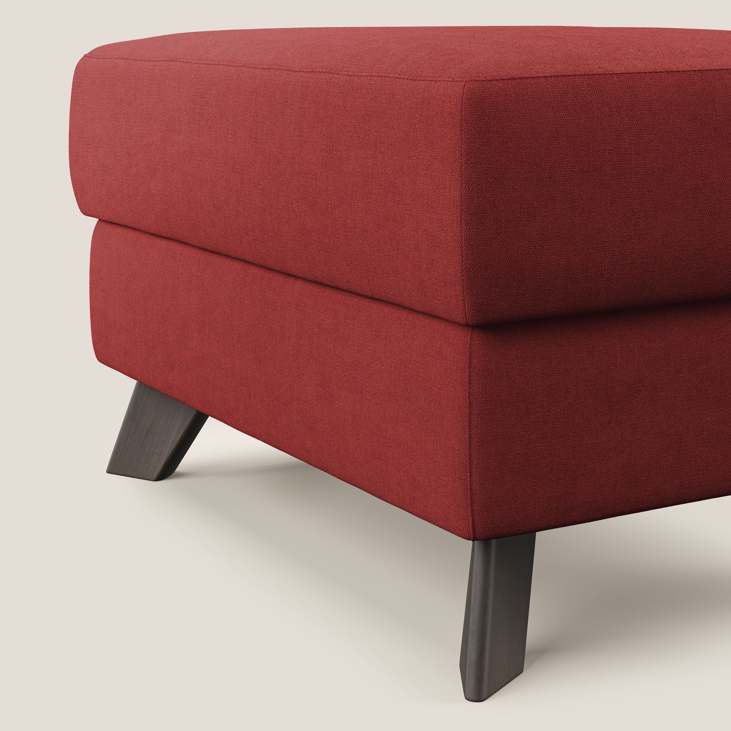 Moon Pouf coffre aux pieds hauts et tissu doux imperméable T02 rouge - Image 4