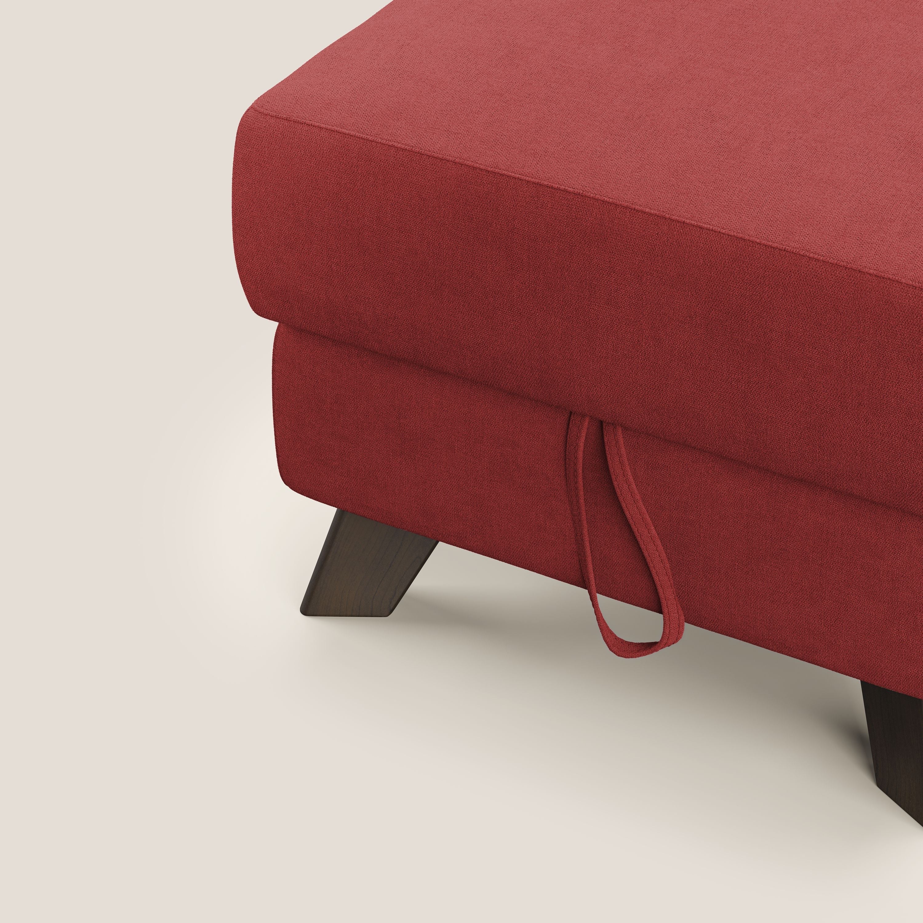 Moon Pouf coffre aux pieds hauts et tissu doux imperméable T02 rouge - Image 6