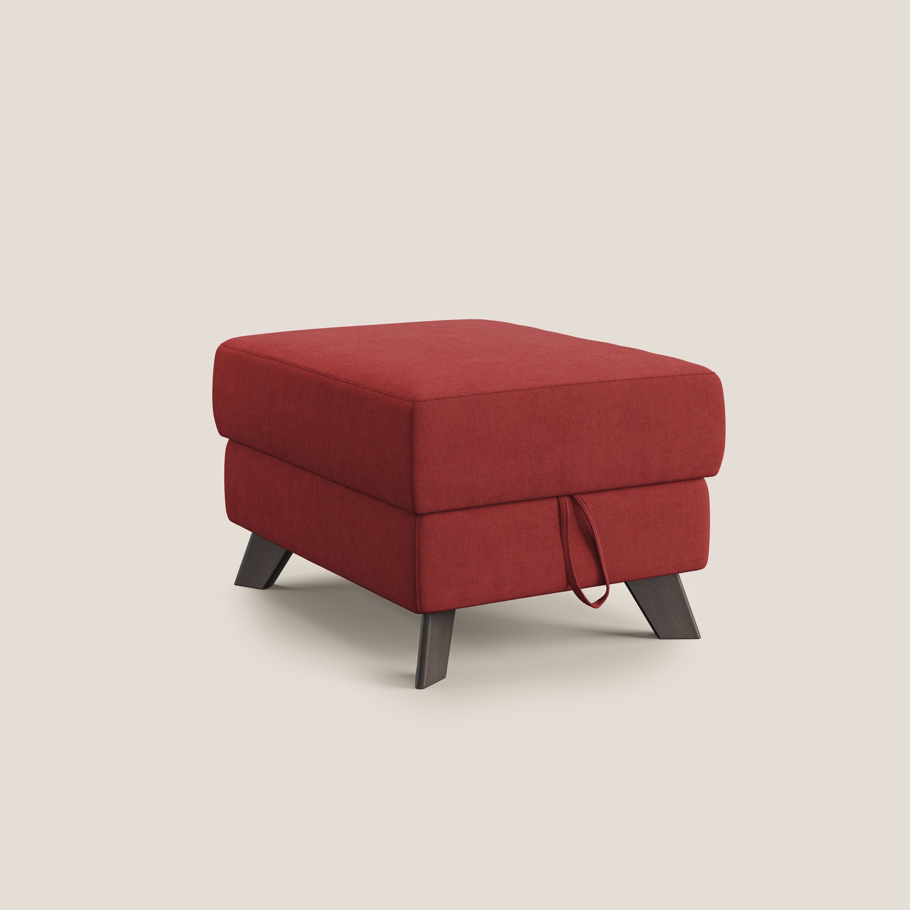 Moon Pouf coffre aux pieds hauts et tissu doux imperméable T02 rouge - Image 8