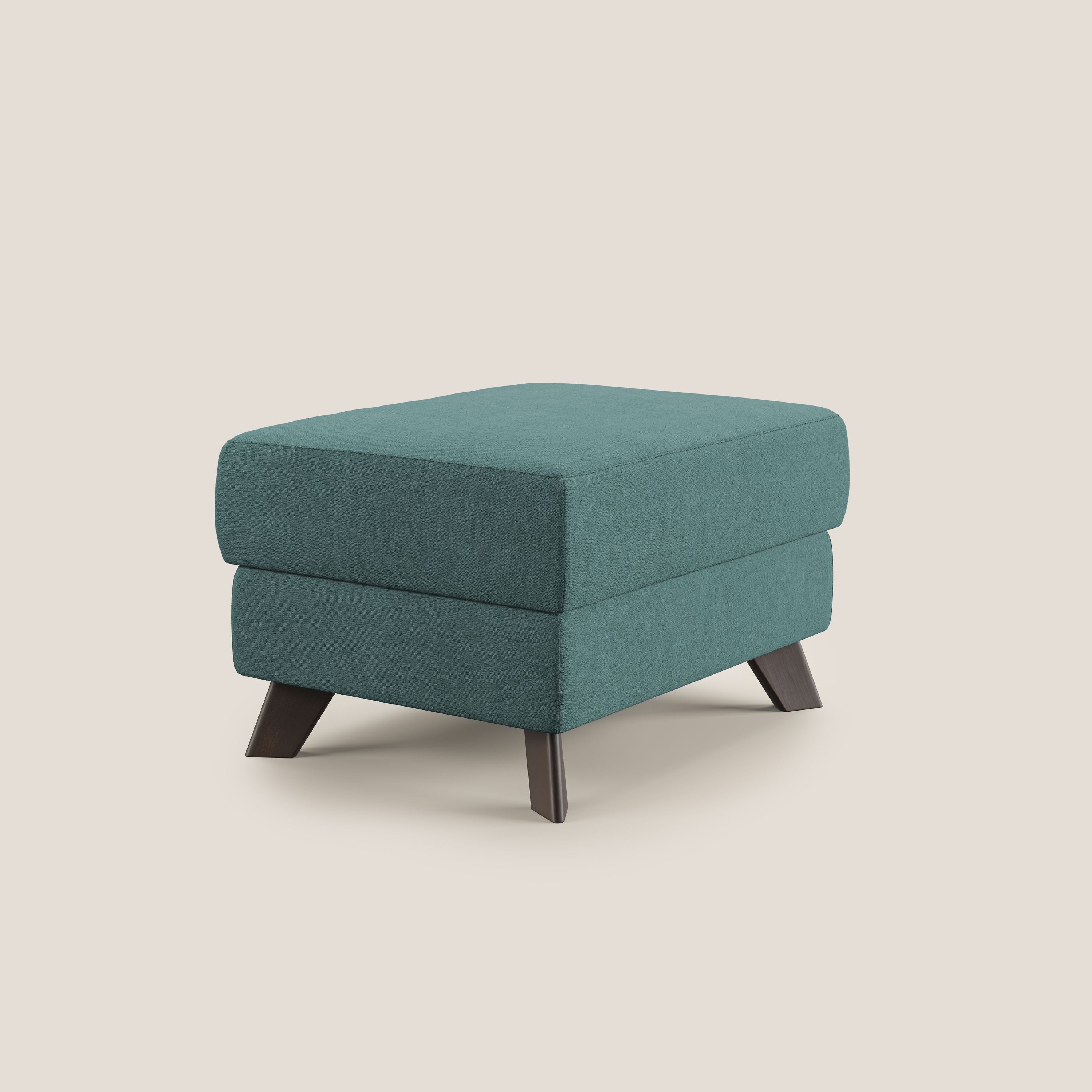 Moon Pouf coffre aux pieds hauts et tissu doux imperméable T02 bleu canard - Image 3