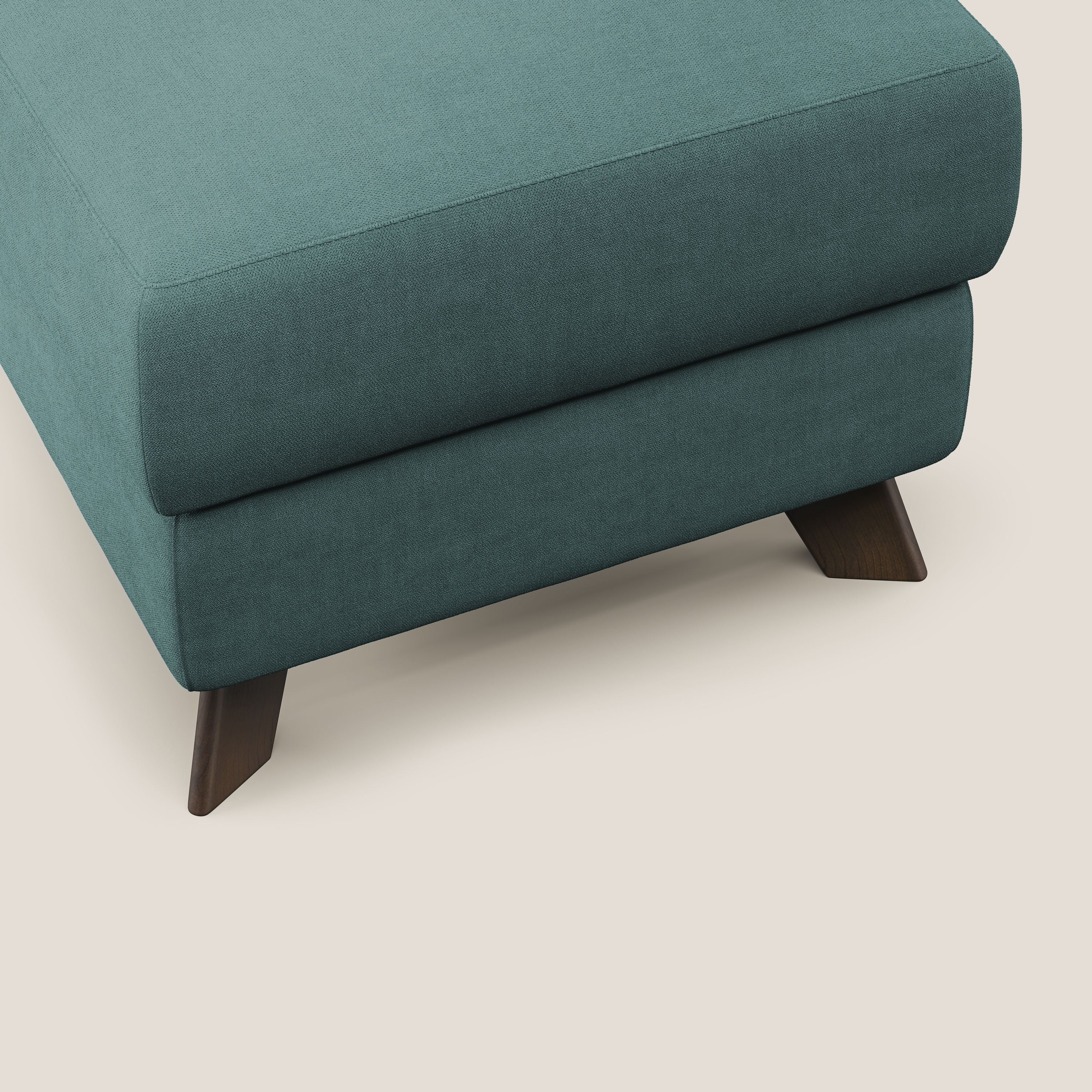 Moon Pouf coffre aux pieds hauts et tissu doux imperméable T02 bleu canard - Image 5