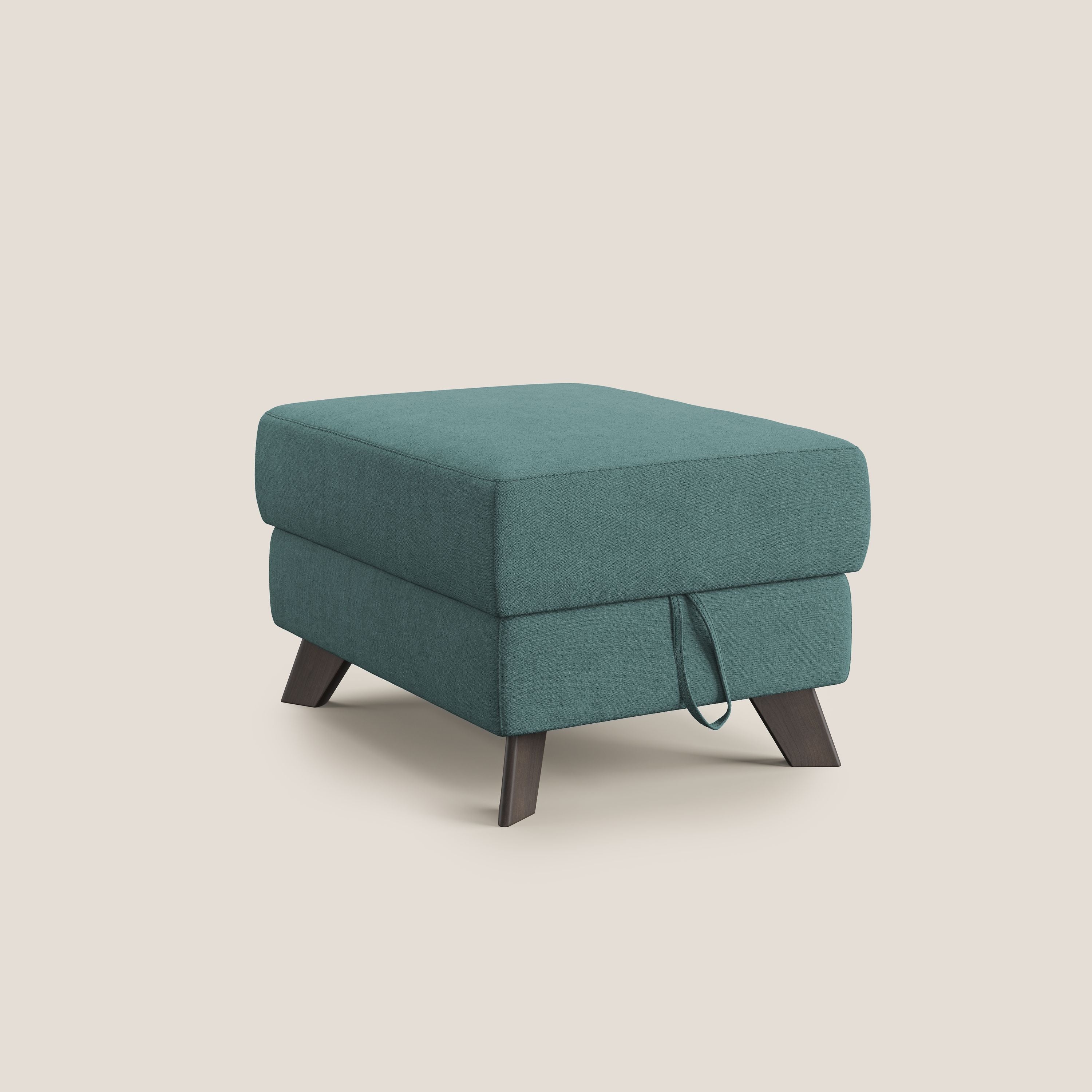 Moon Pouf coffre aux pieds hauts et tissu doux imperméable T02 bleu canard - Image 8