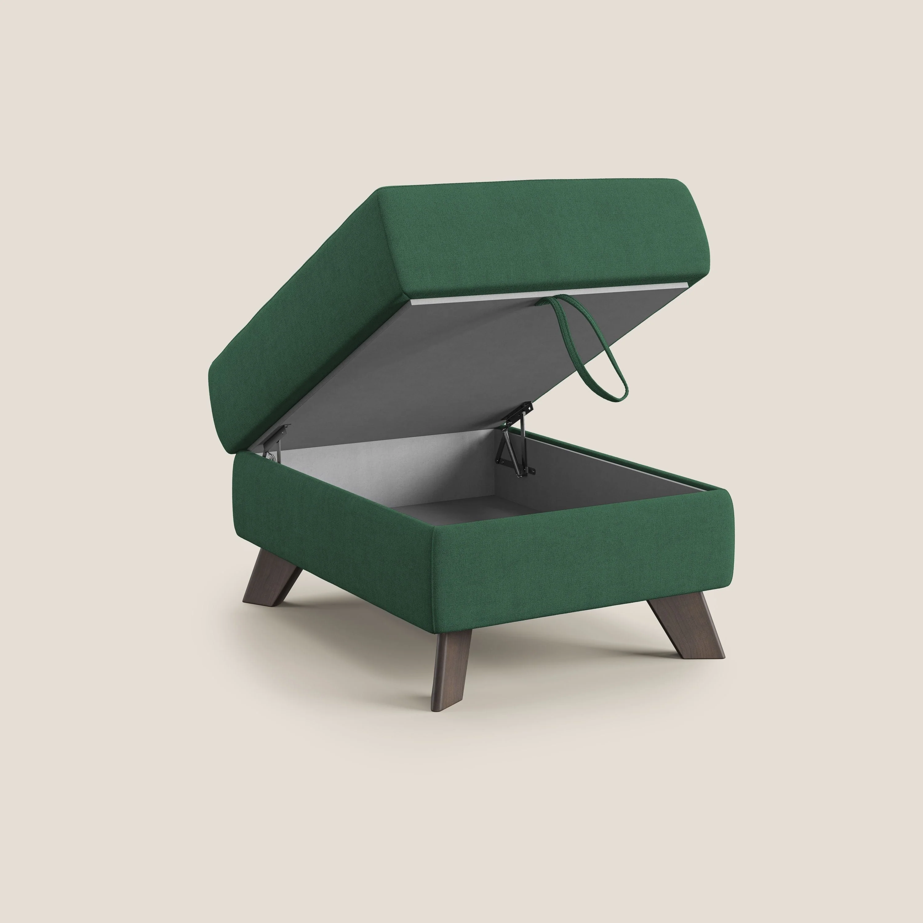 Moon Pouf coffre aux pieds hauts et tissu doux imperméable T02 vert - Image 2