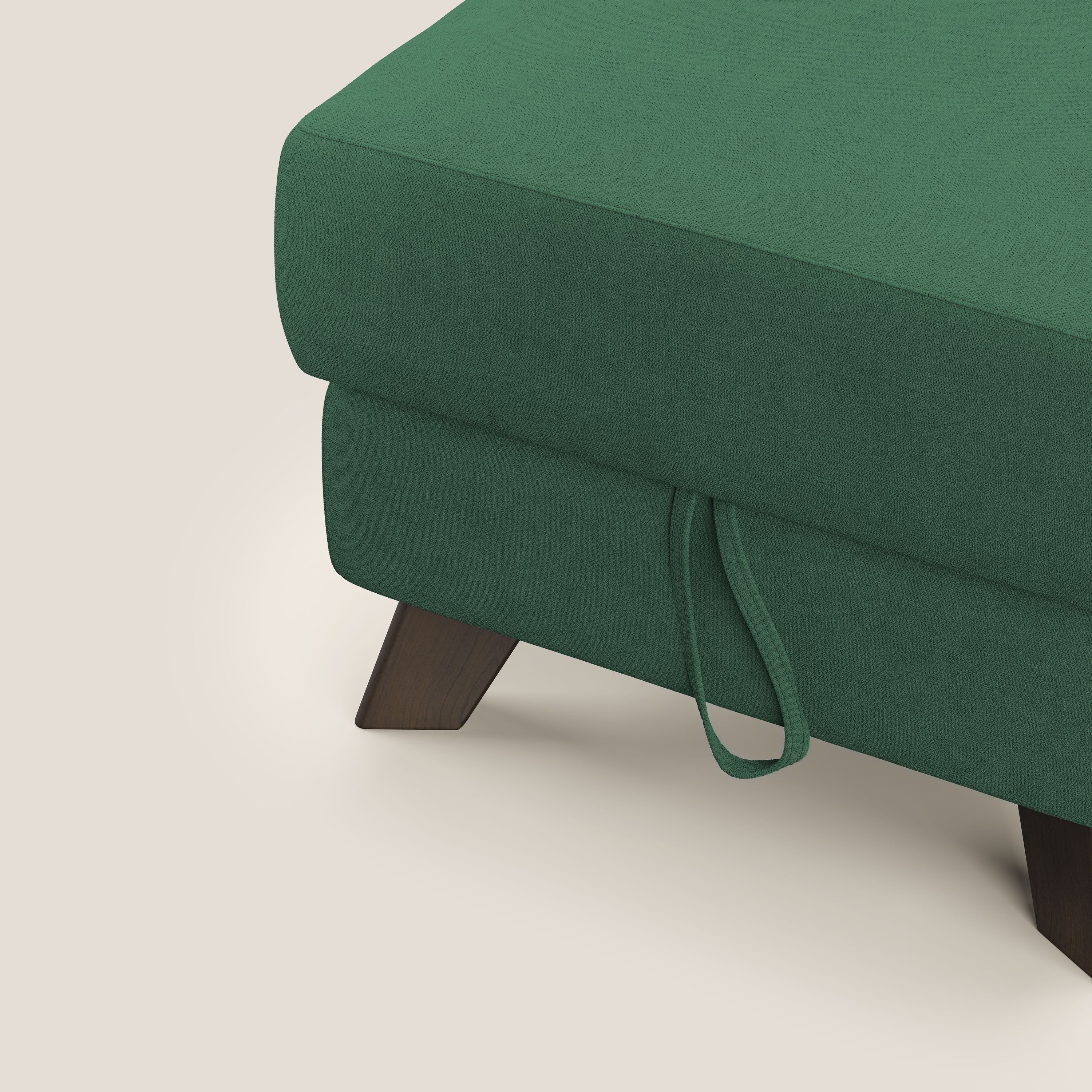 Moon Pouf coffre aux pieds hauts et tissu doux imperméable T02 vert - Image 6