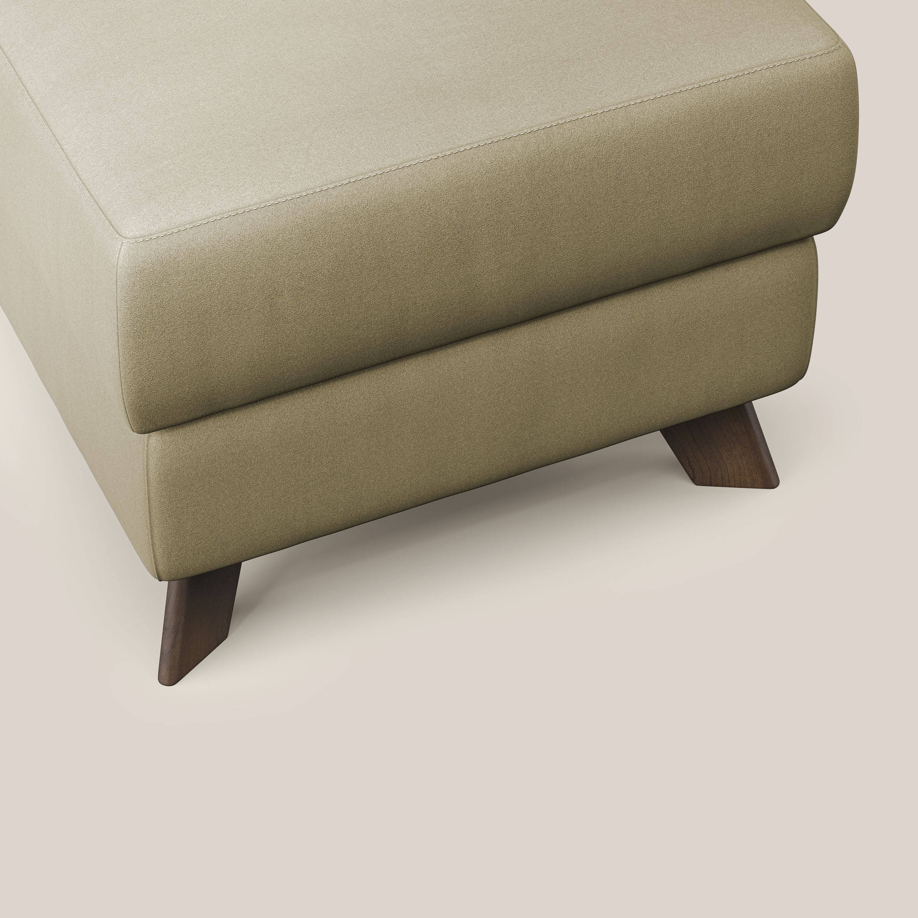 Moon Pouf coffre aux pieds hauts en microfibre imperméable T11 beige - Image 5