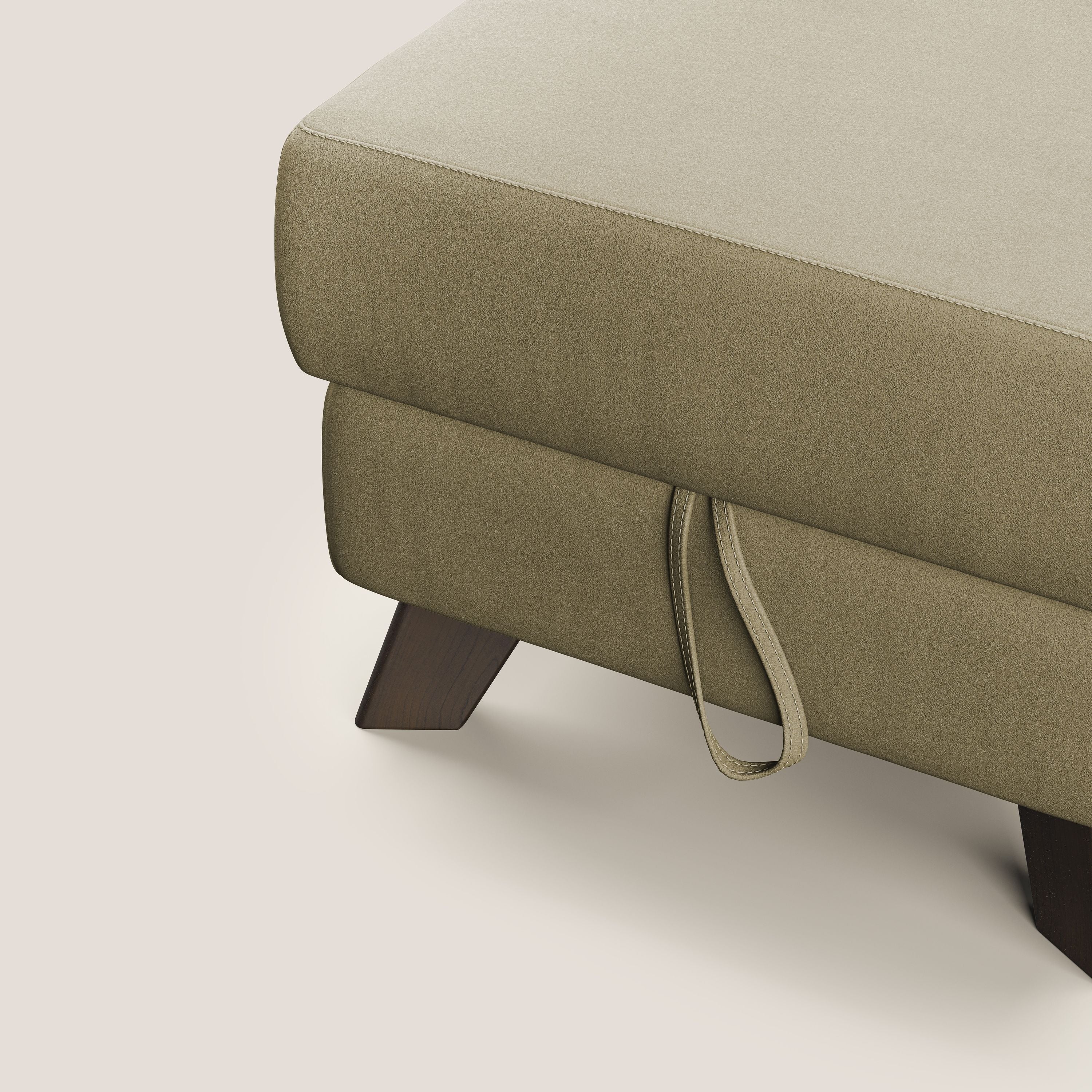 Moon Pouf coffre aux pieds hauts en microfibre imperméable T11 beige - Image 6