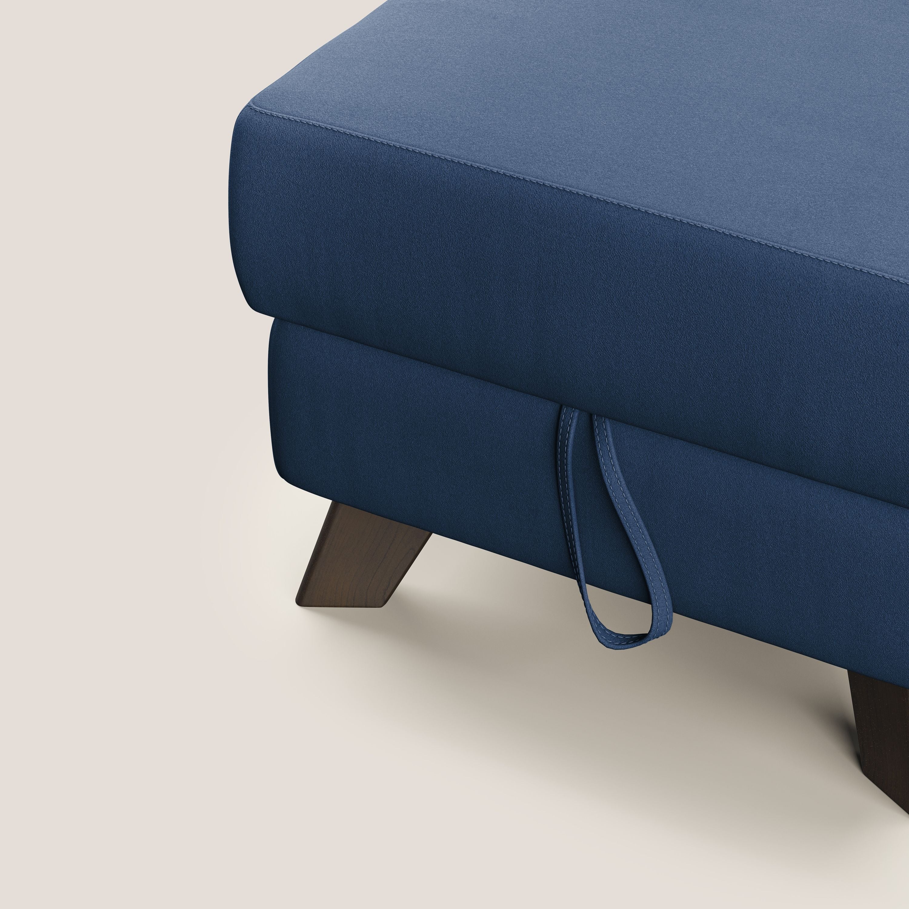 Moon Pouf coffre aux pieds hauts en microfibre imperméable T11 bleu - Image 6